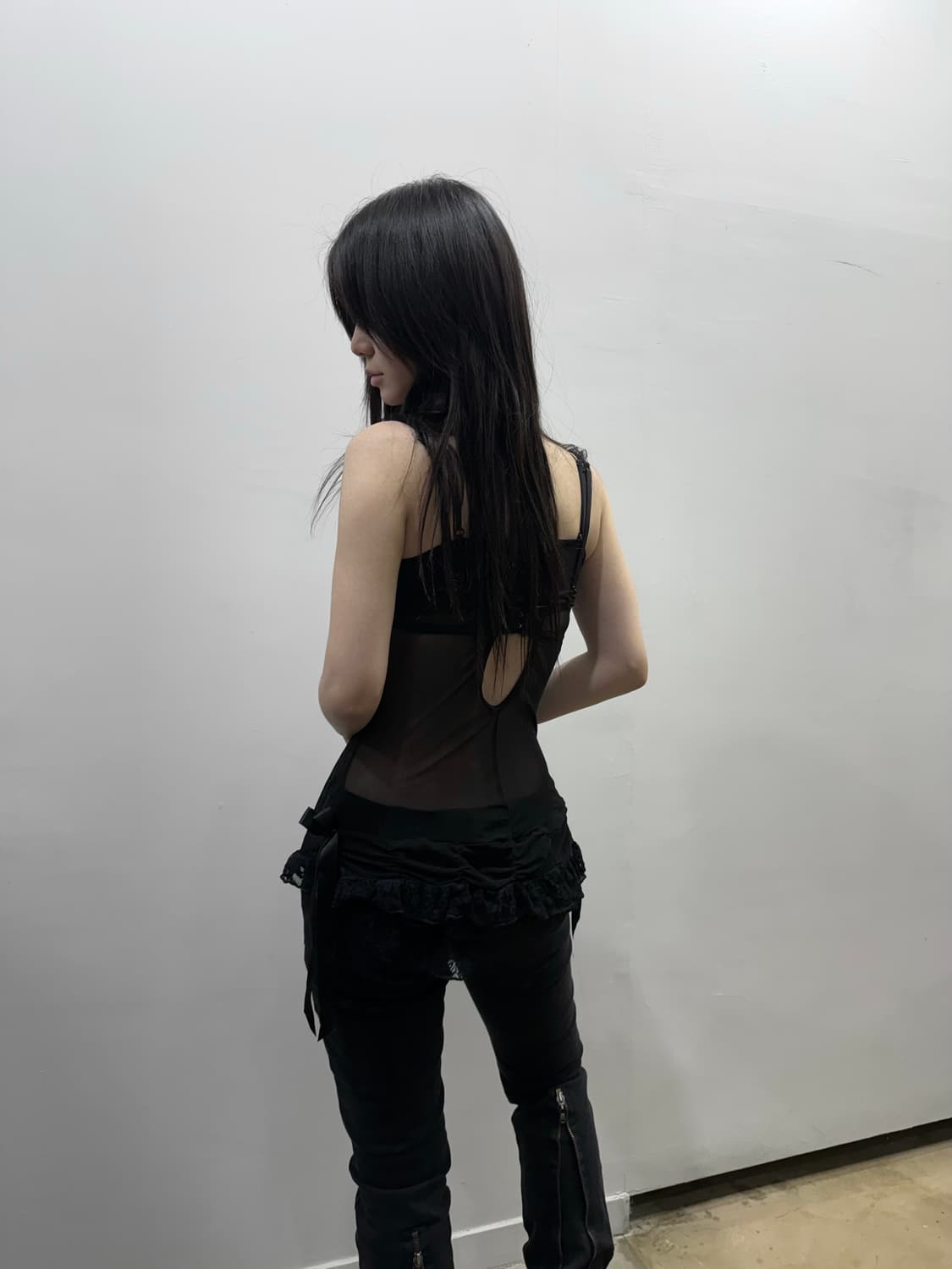 리본 레이스 디테일 시스루 코르셋 상품이미지7