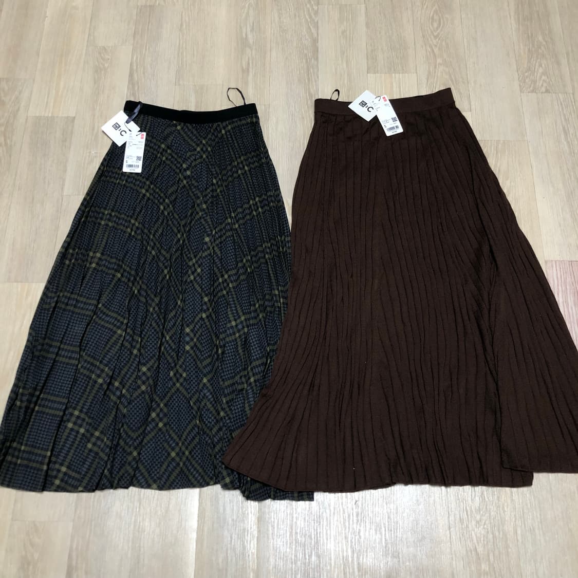 (우먼스 S) 새상품 유니클로 C 플리츠 롱 스커트 메리노 블렌드 스커트 상품이미지2