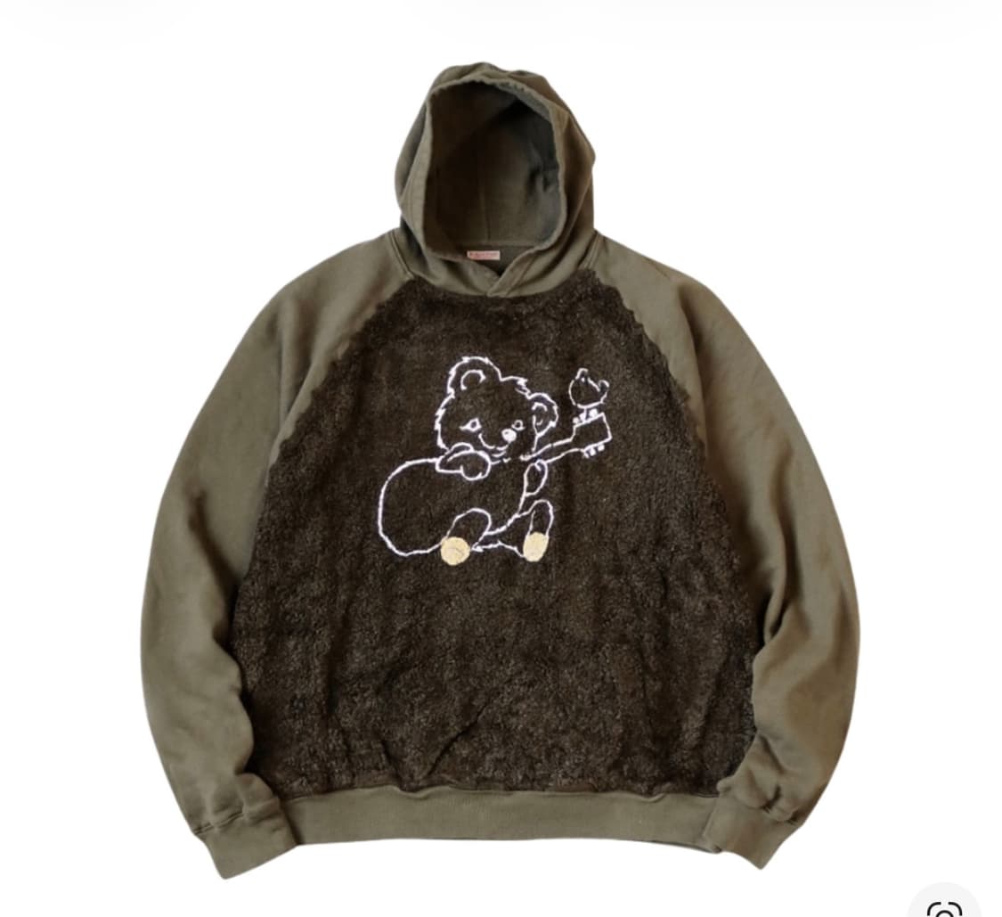 캐피탈 30 플리스 x 퍼 그리즐리 후드 스웨트셔츠 카키 4사이즈 상품이미지1