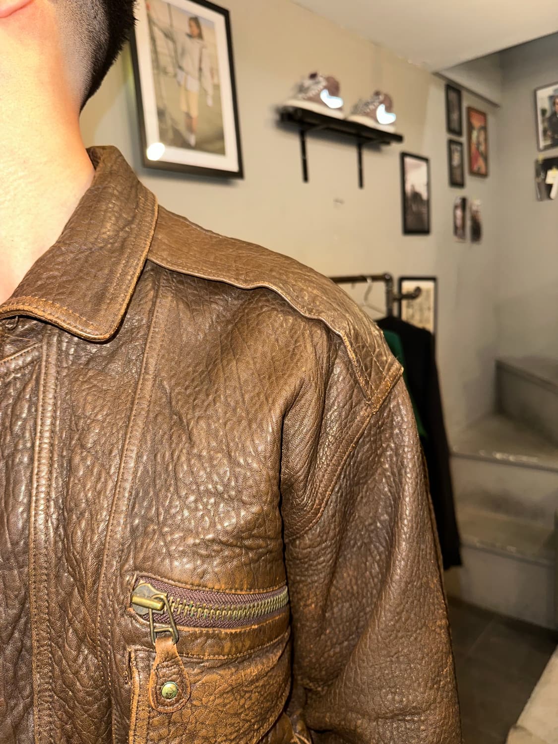 90’s Wind Armor shell-leather A-2 jacket 상품이미지5