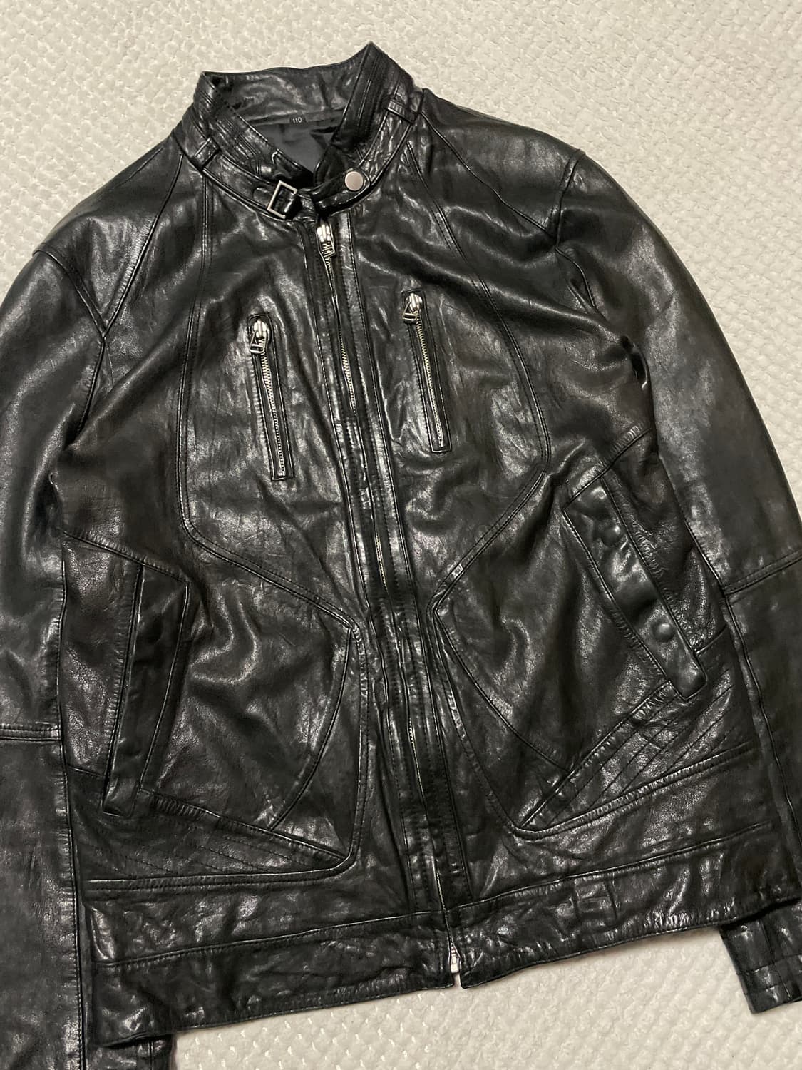 광희시장 웨스턴 무드 램스킨 양가죽 절개 레더 자켓 상품이미지5