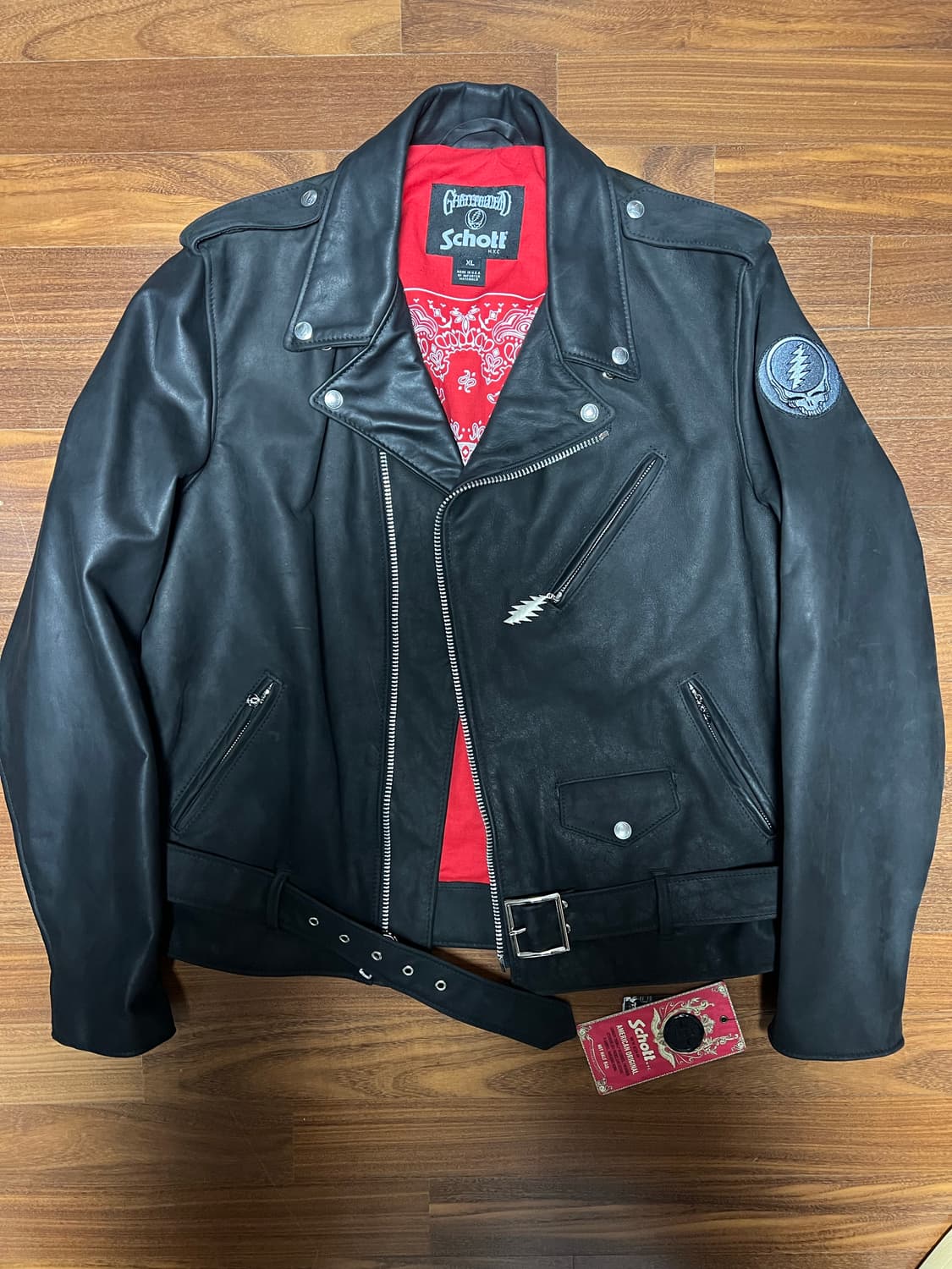 SCHOTT X Grateful Dead 스콧 블랙 레더 라이더 자켓 상품이미지5