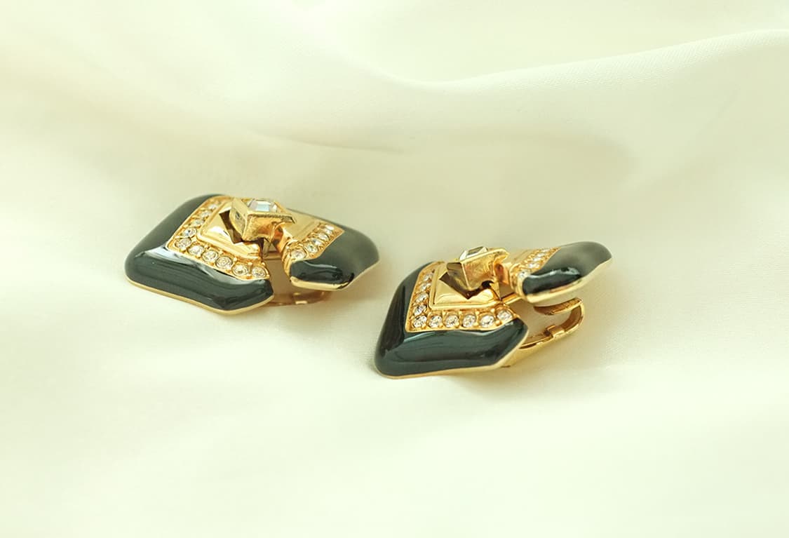 1980년대 아르데코 빈티지 스와로브스키 귀걸이 귀찌 상품이미지6