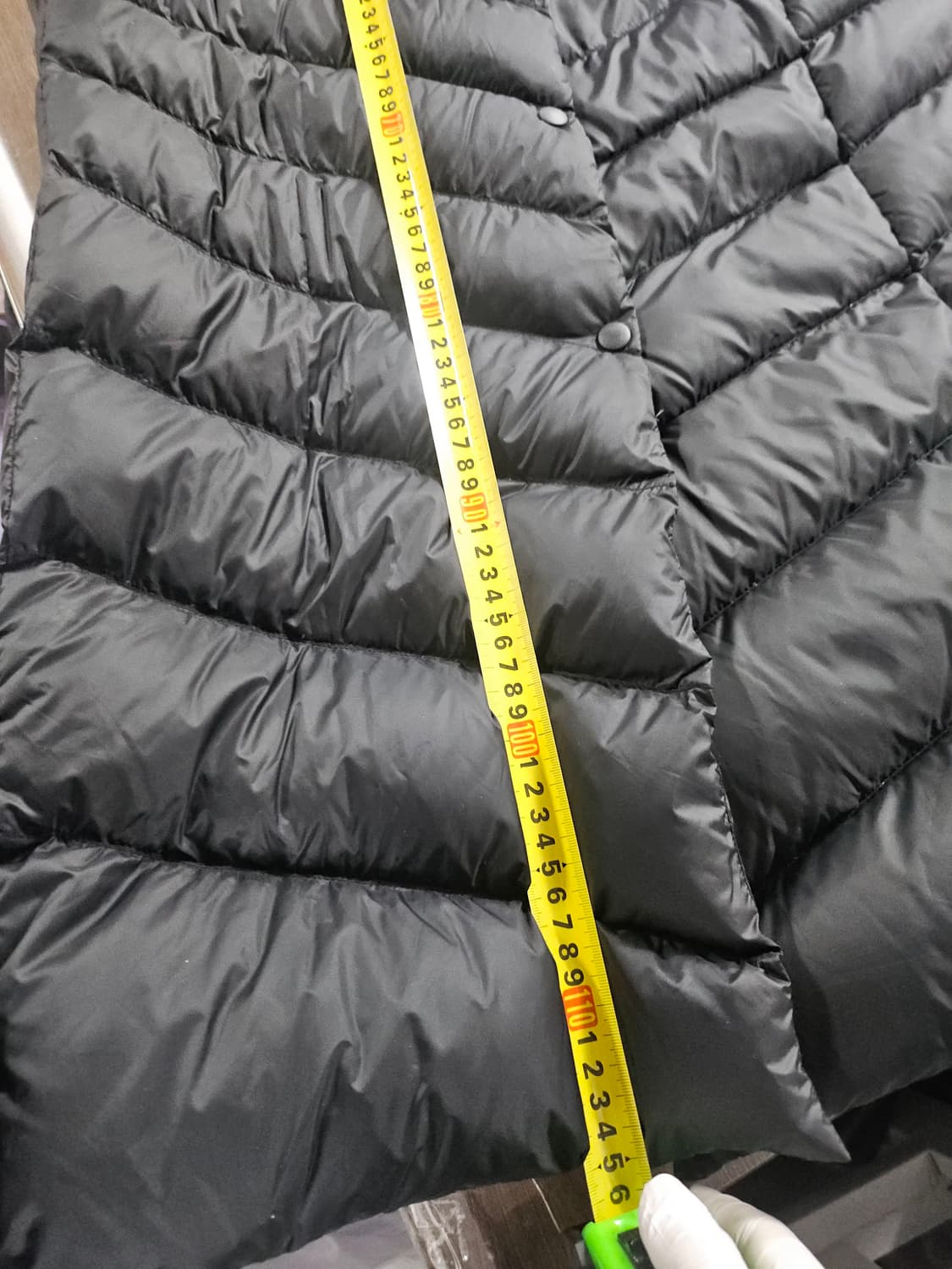 난닌구 블랙 롱 경량 패딩 벨트 후드 코트 S 상품이미지6