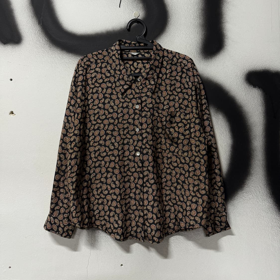 VTG 빈티지 페이즐리 도트 패턴 원 포켓 긴팔 셔츠 상품이미지1