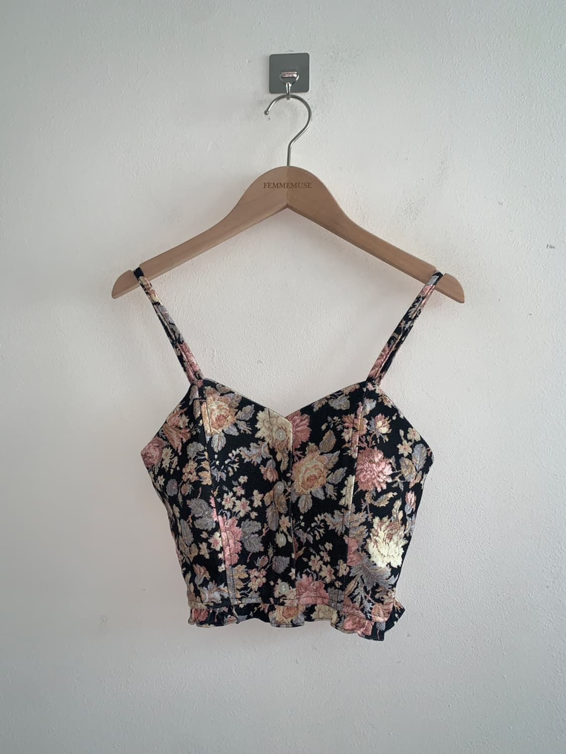 Jacquard back zip up bustier top 상품이미지1