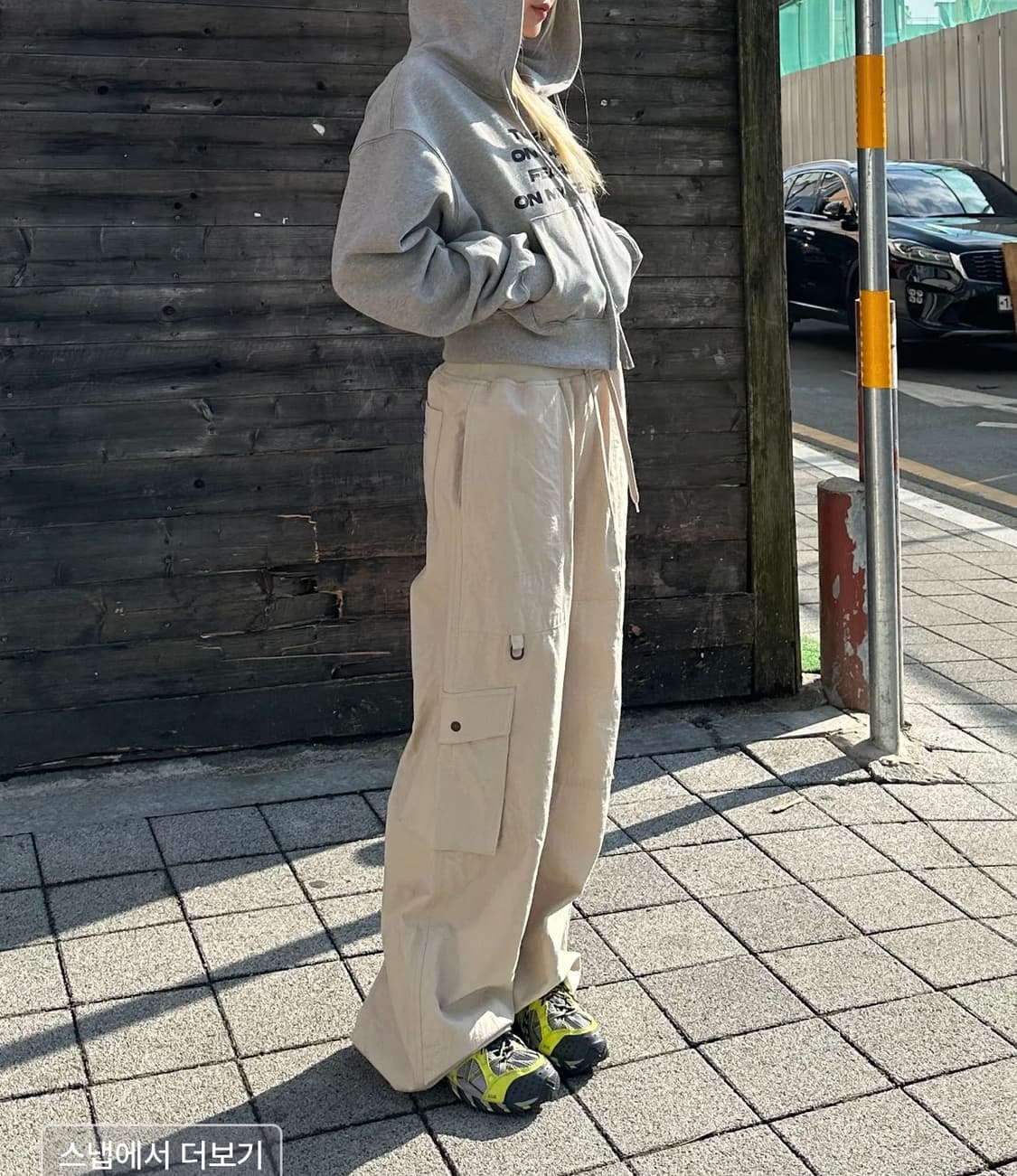 러닝하이 립스탑 밴딩 카고 팬츠 베이지 빈티지 상품이미지3