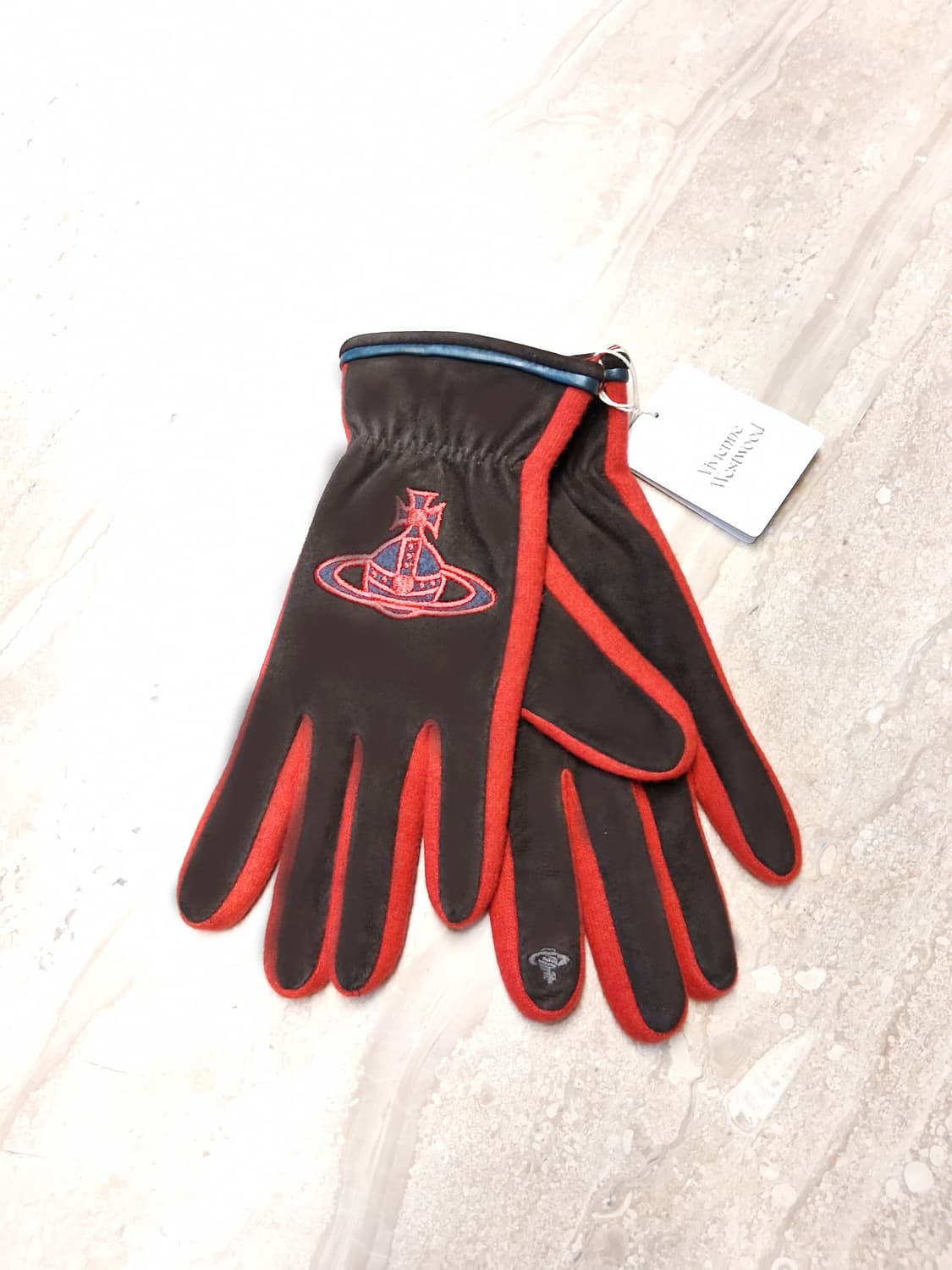 비비안 웨스트우드 빅 orb 패치 콤비 장갑 / 브라운 (새상품) 상품이미지4