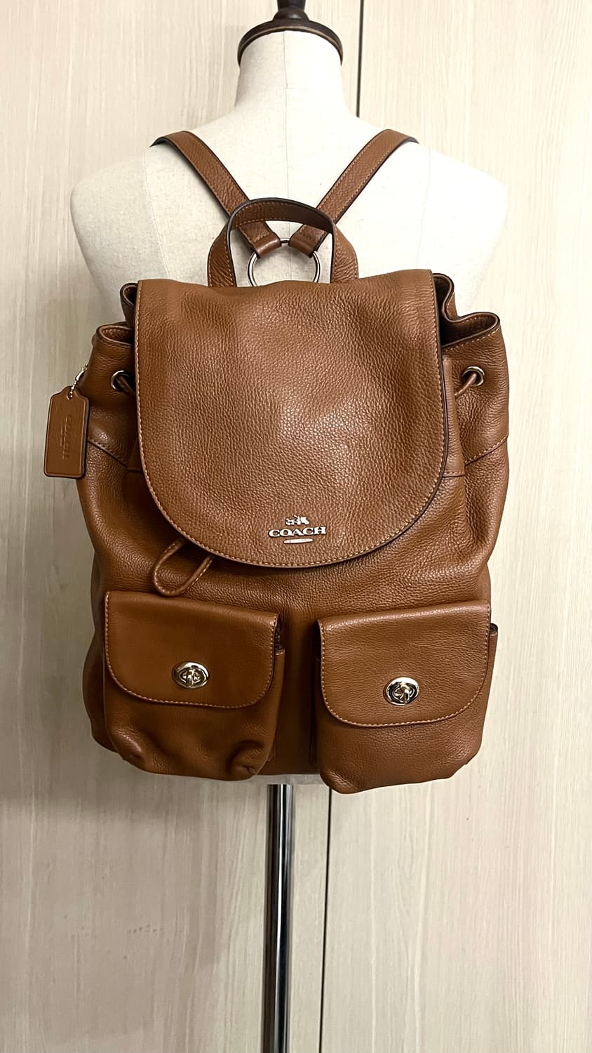 90s coach 코치 페블가죽 올레더 빌리 백팩 카멜브라운 상품이미지6