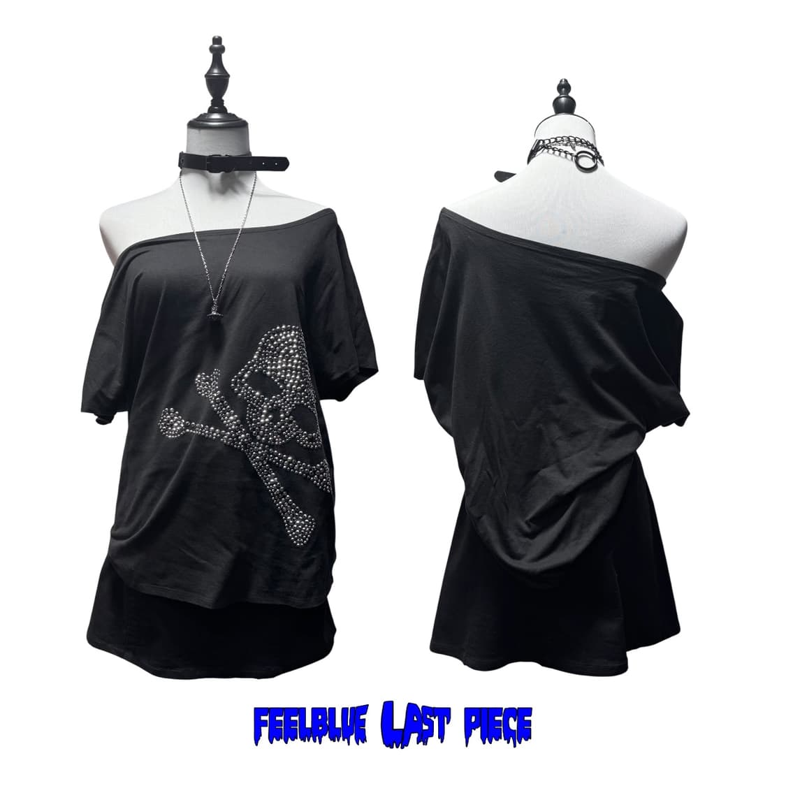 Skull Metal Stud Top 고스 펑크 오프숄더 탑 상품이미지4