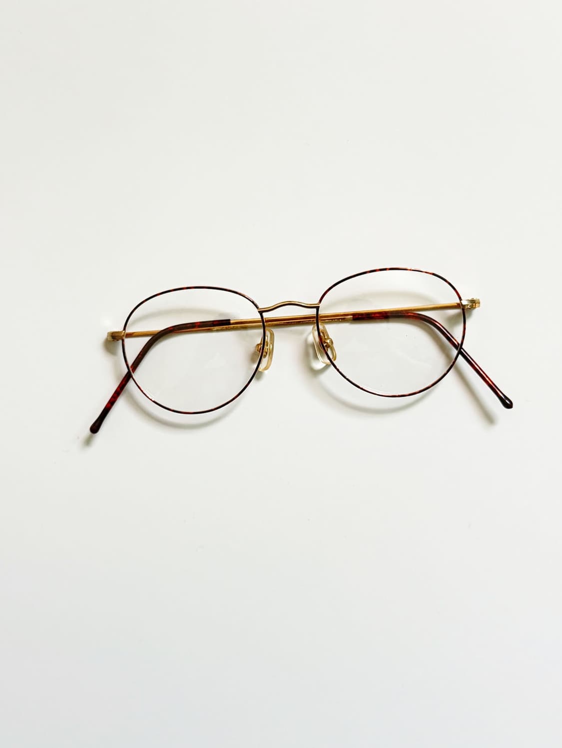 90s 유로피안 클래식 골드 브라운 마블 슬림 라운드 빈티지 안경 상품이미지2