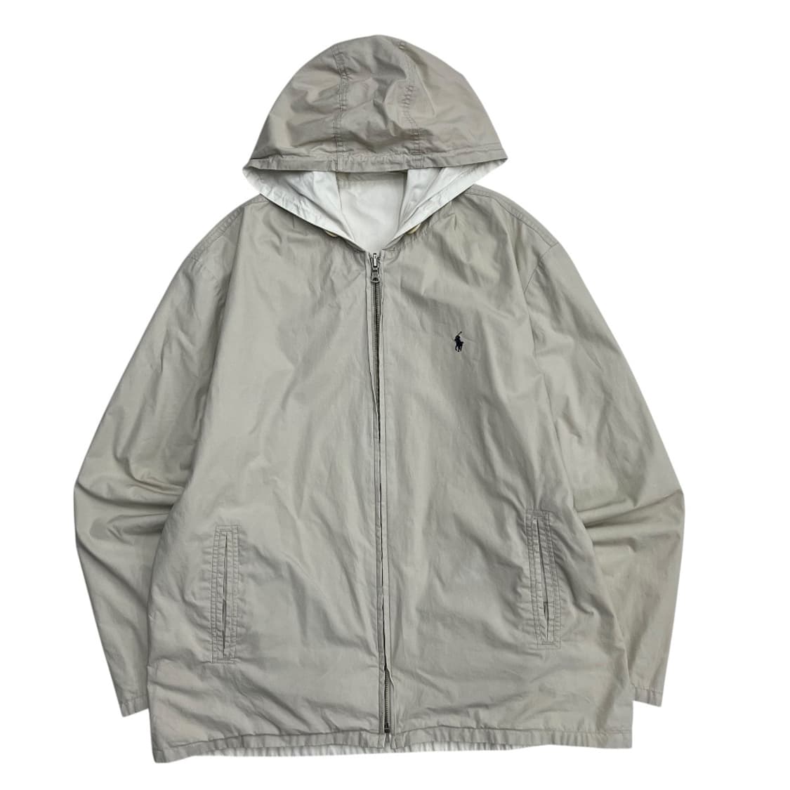  폴로 랄프로렌 네이비포니 리버시블 아이보리 후드 자켓 L 상품이미지3