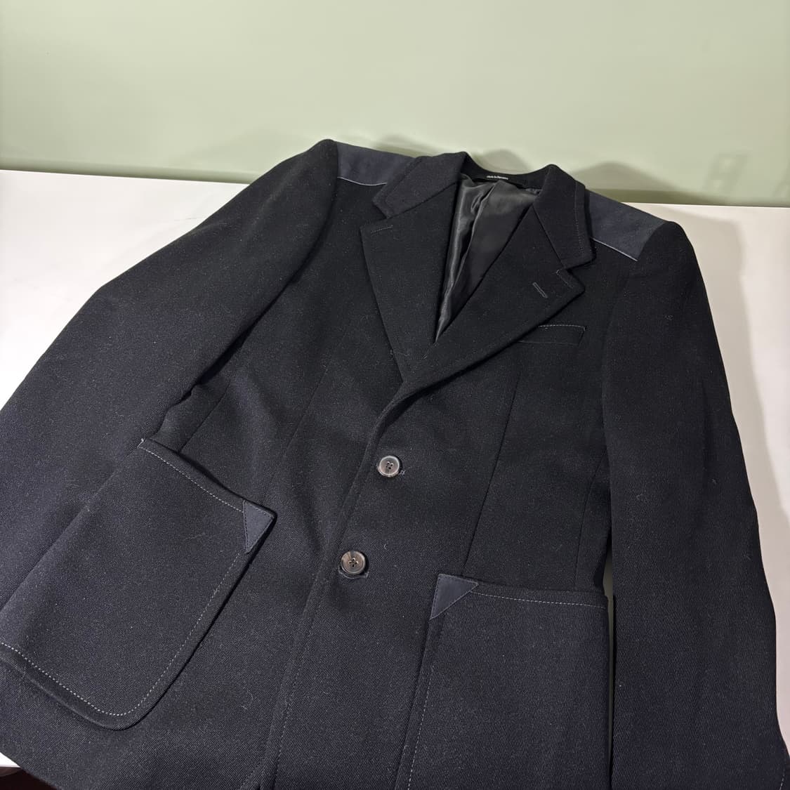 90 S 퍼센트 블랙 포켓스웨이드 포인트 2버튼 싱글 블레이져 상품이미지2