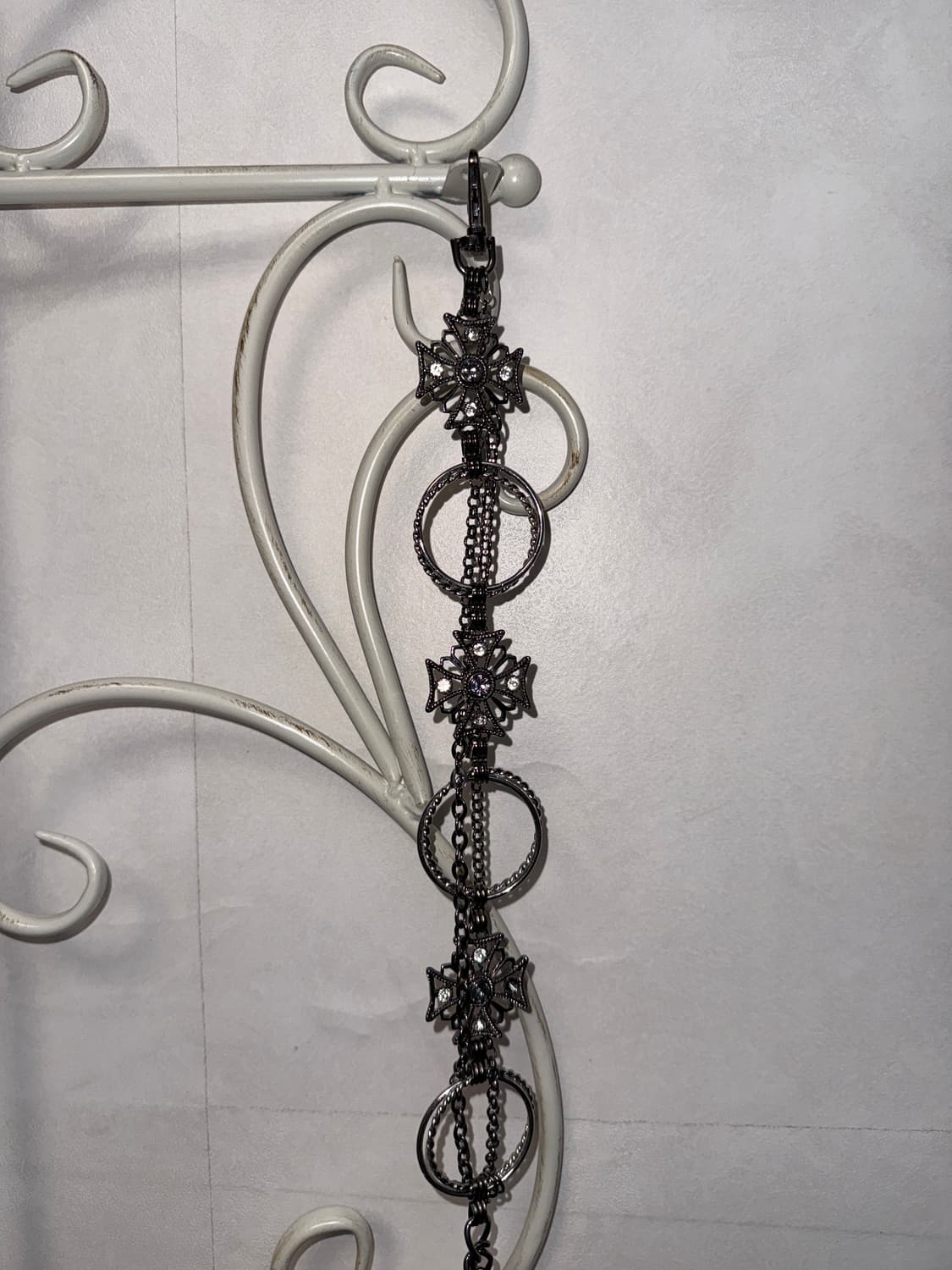 Silver cross cubic ring chain belt 상품이미지6