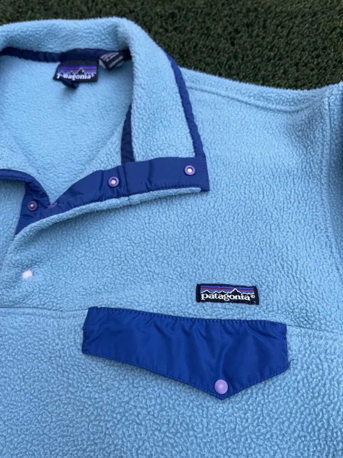 90s 파타고니아 신칠라 스냅-T 라이트블루/네이비 자메이카 상품이미지2