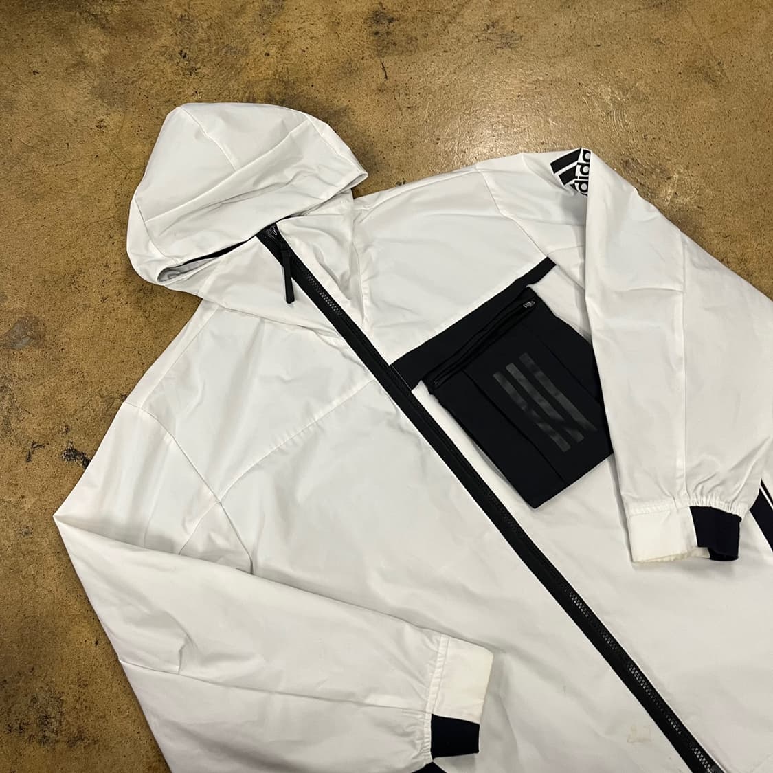 [정품/L] 아디다스 화이트 후드 바람막이 자켓 b14 상품이미지1