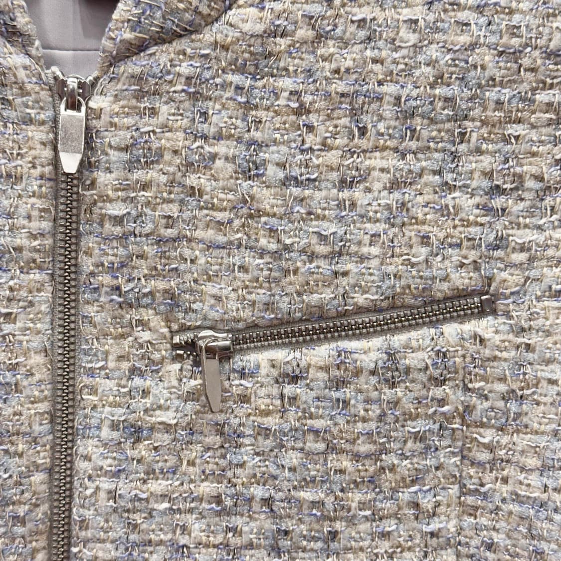 띠어리 트위드 긴팔 집업 크롭 자켓 텍스처 슬림핏 멀티 컬러 상품이미지6