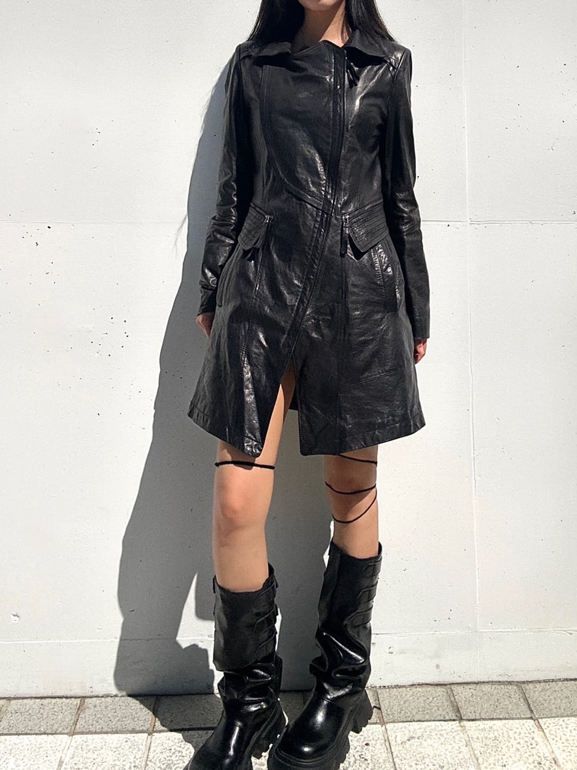 Slim chic leather jacket / black 상품이미지3