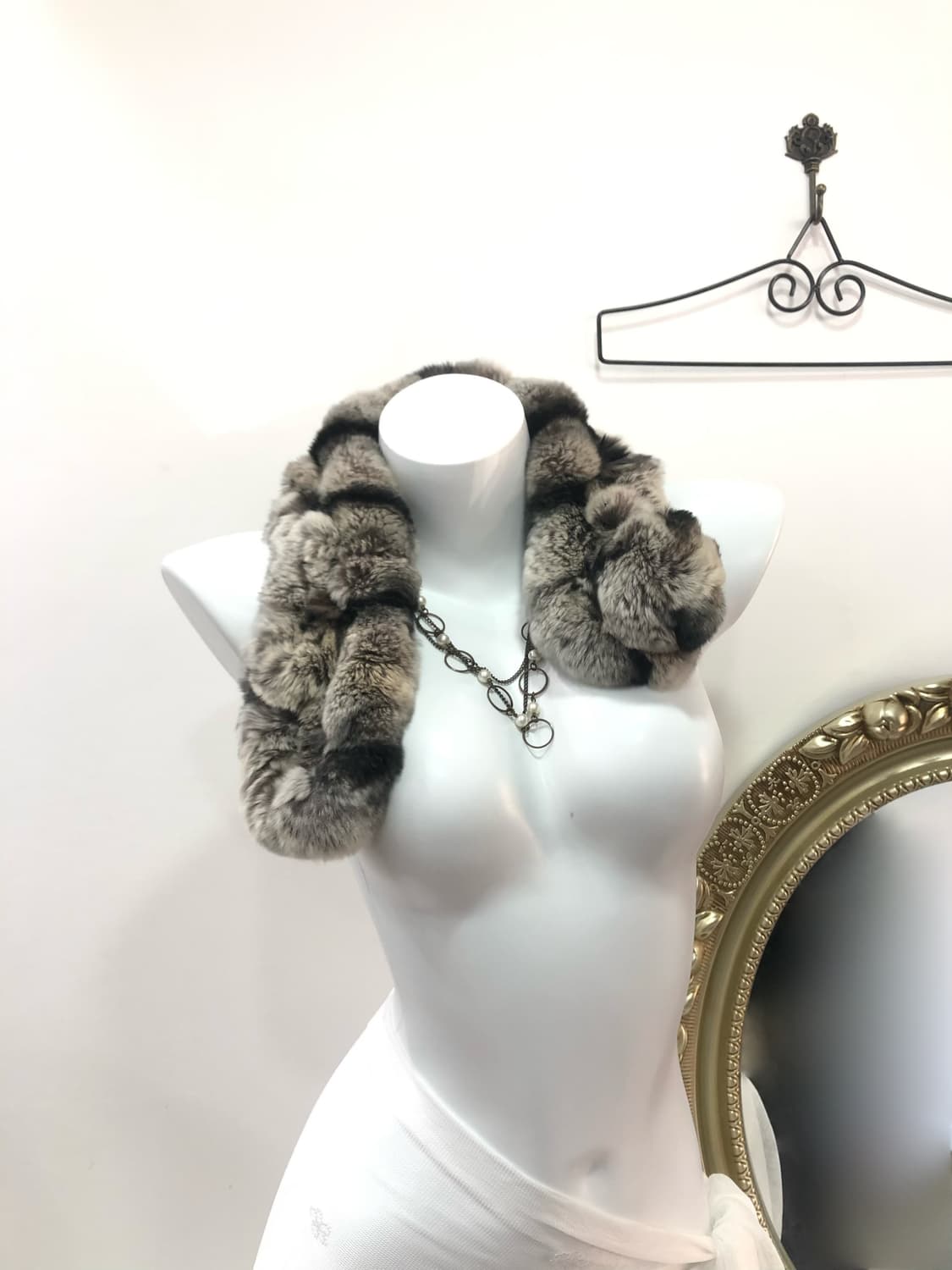 dark ash brown real fur muffler 상품이미지2