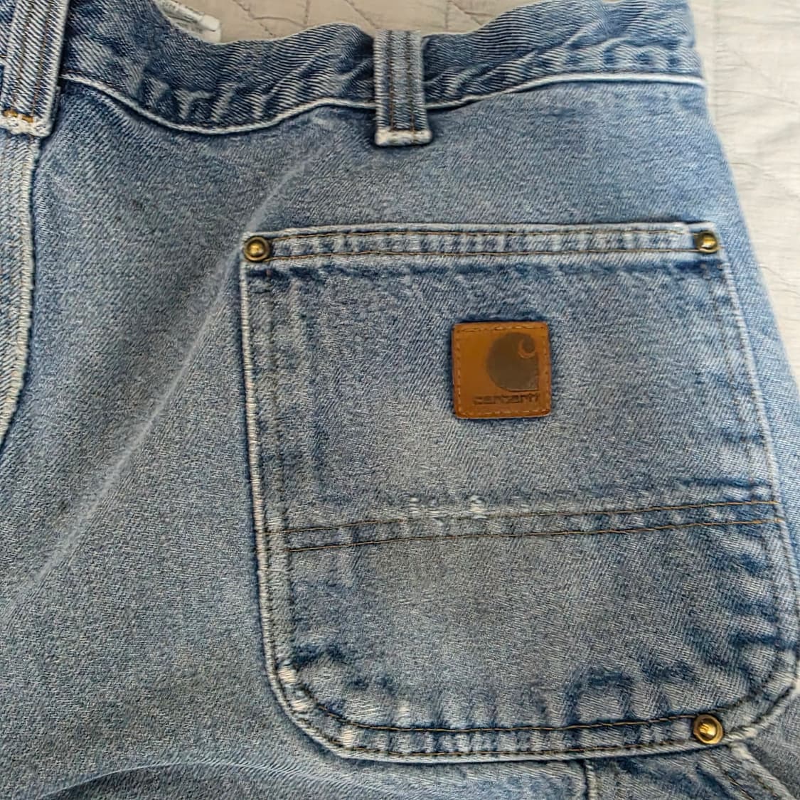 [38X32] 빈티지 칼하트 더블니 데님 릴렉스핏 트래쉬드 B-10 상품이미지7