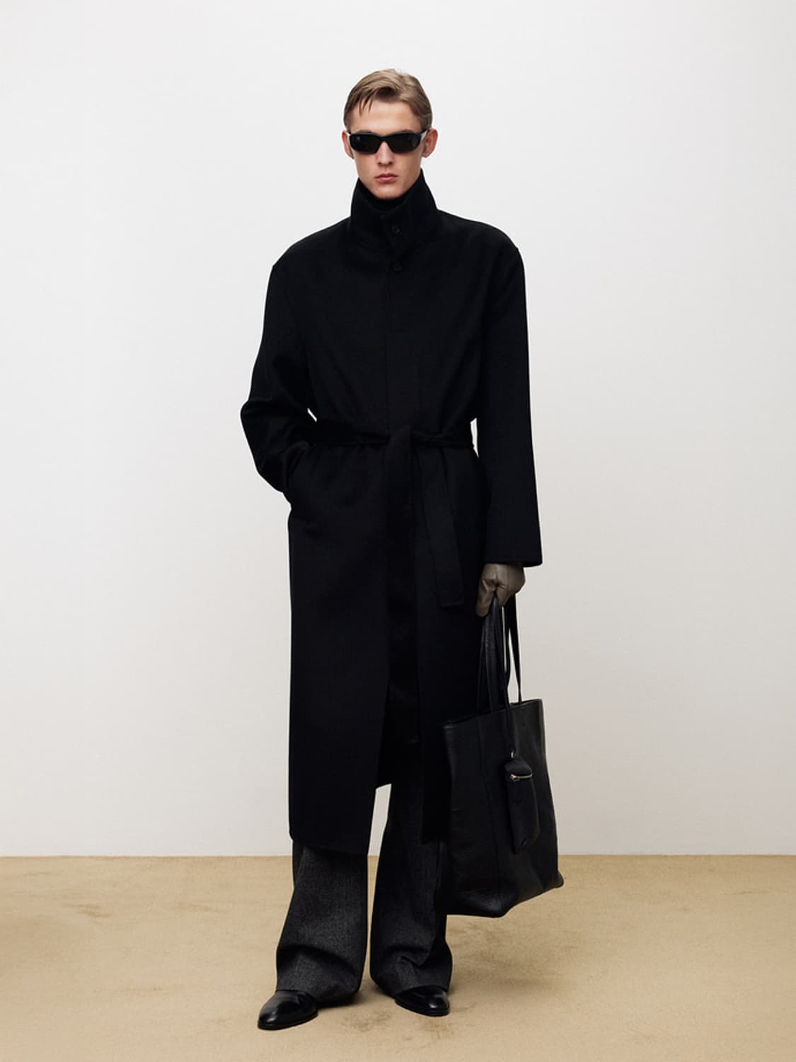 [L] 토니웩 스탠드카라 핸드메이드 롱코트 블랙 새상품 상품이미지1