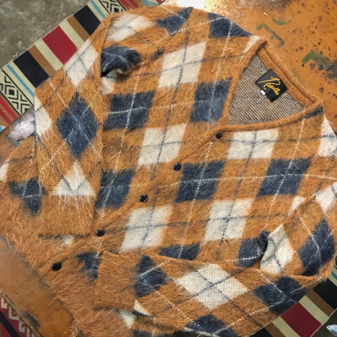 니들즈 아가일 패턴 모헤어 울 가디건 남성 102 105 여성 루즈핏 상품이미지4