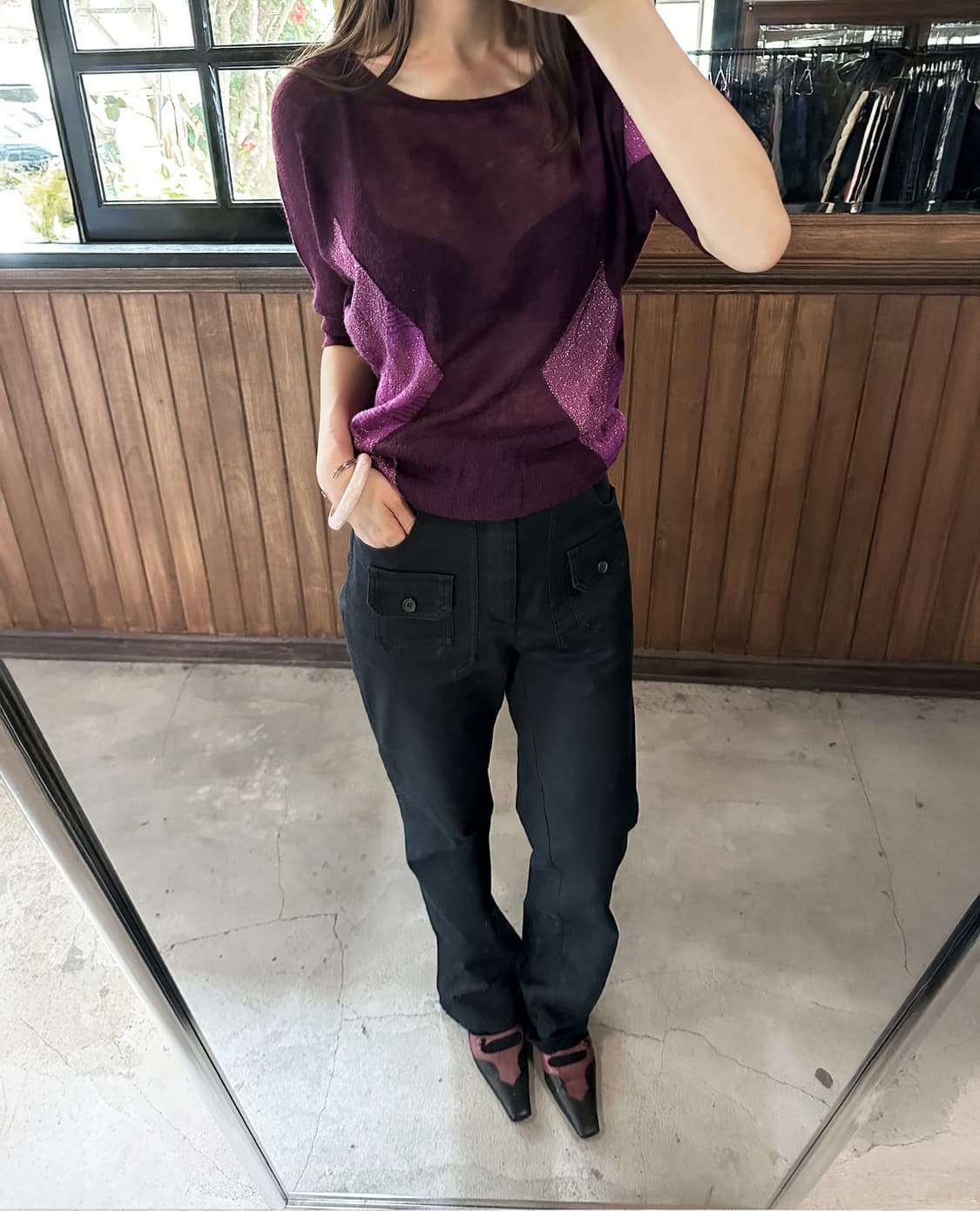 BENETTON sheer mohair knit top 상품이미지3
