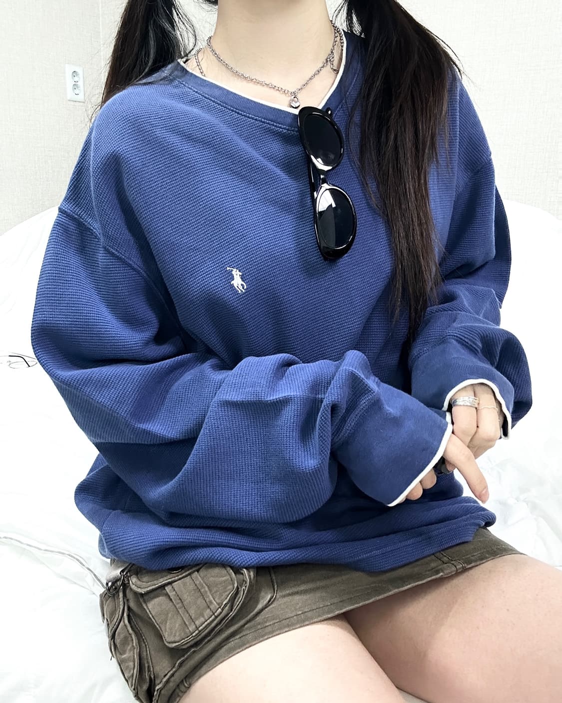 폴로 화이트포니 딥그린 와플 롱슬리브 상품이미지1