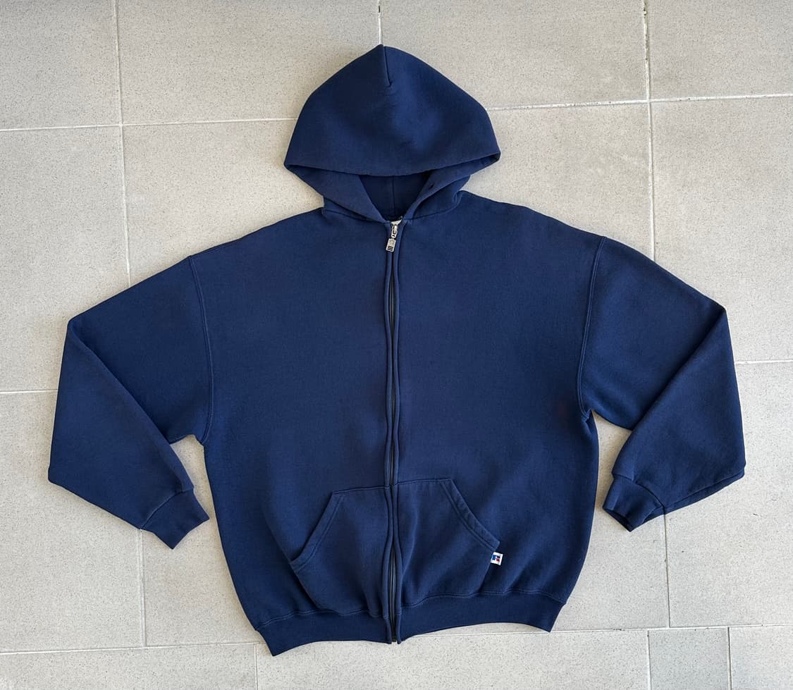 90s 빈티지 러셀 후드집업 네이비 XL 상품이미지1