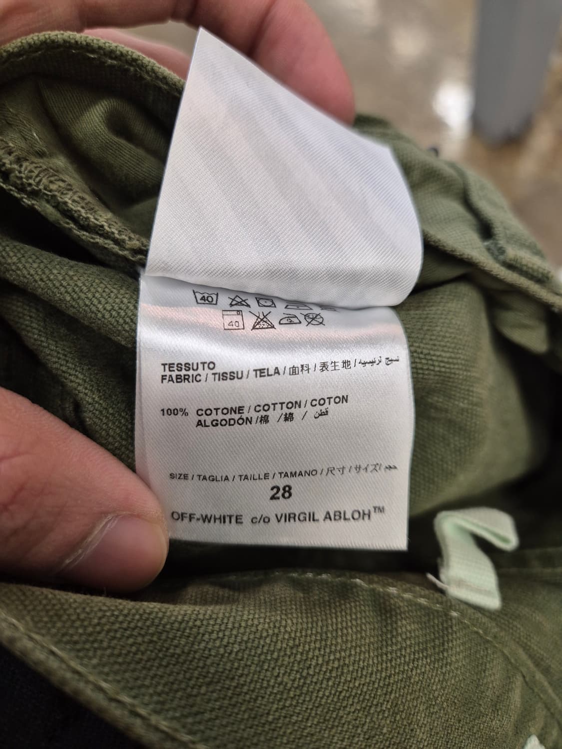 오프화이트 디스트로이드 데님 팬츠 카키 28 상품이미지6