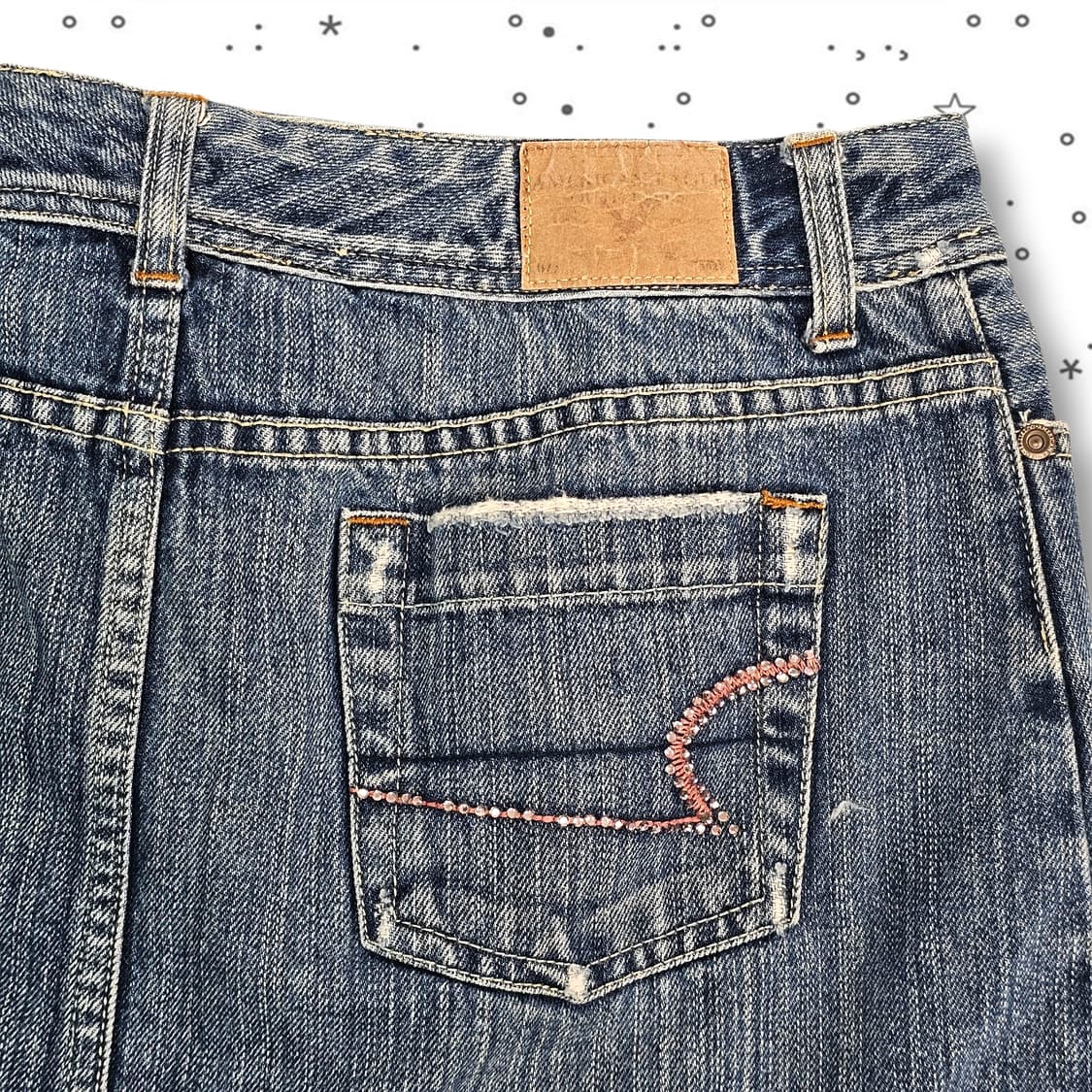 M American Eagle 아메리칸 이글 핑크 큐빅 데님 스커트 상품이미지4