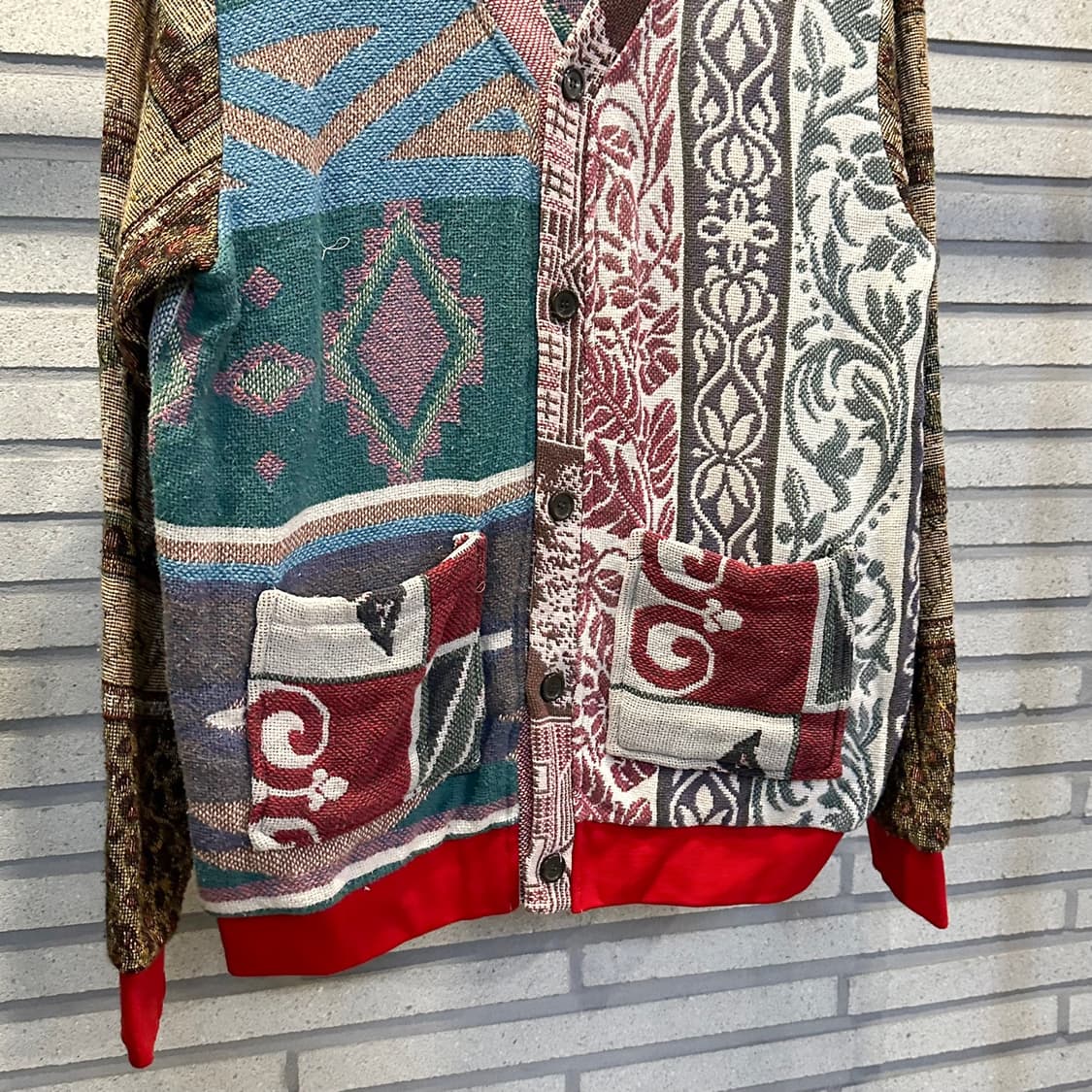 USA VINTAGE 러그 블랭킷 리메이크 가디건 아즈텍 패턴 믹스 배색 상품이미지5