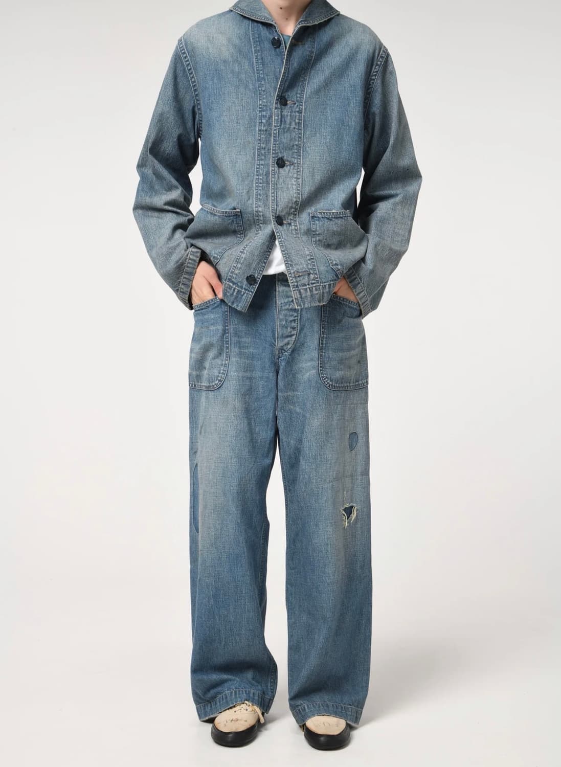 바우와우 Bowwow USN M44 미해군 덩가리 퍼티그 데님 팬츠 L 상품이미지3