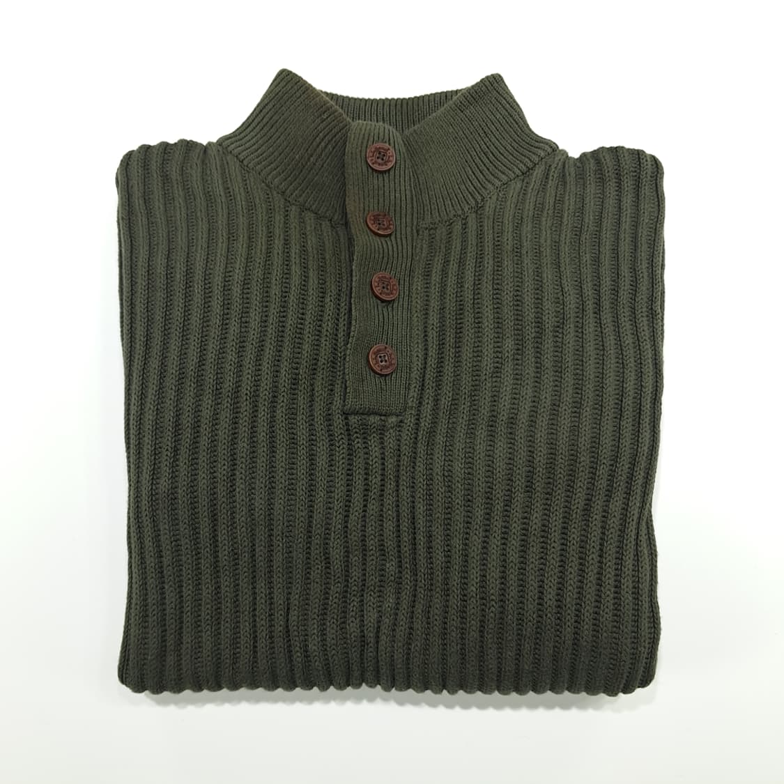 CN941 M 엘엘빈 올리브그린 코튼 헨리넥 긴팔 니트 스웨터 상품이미지9