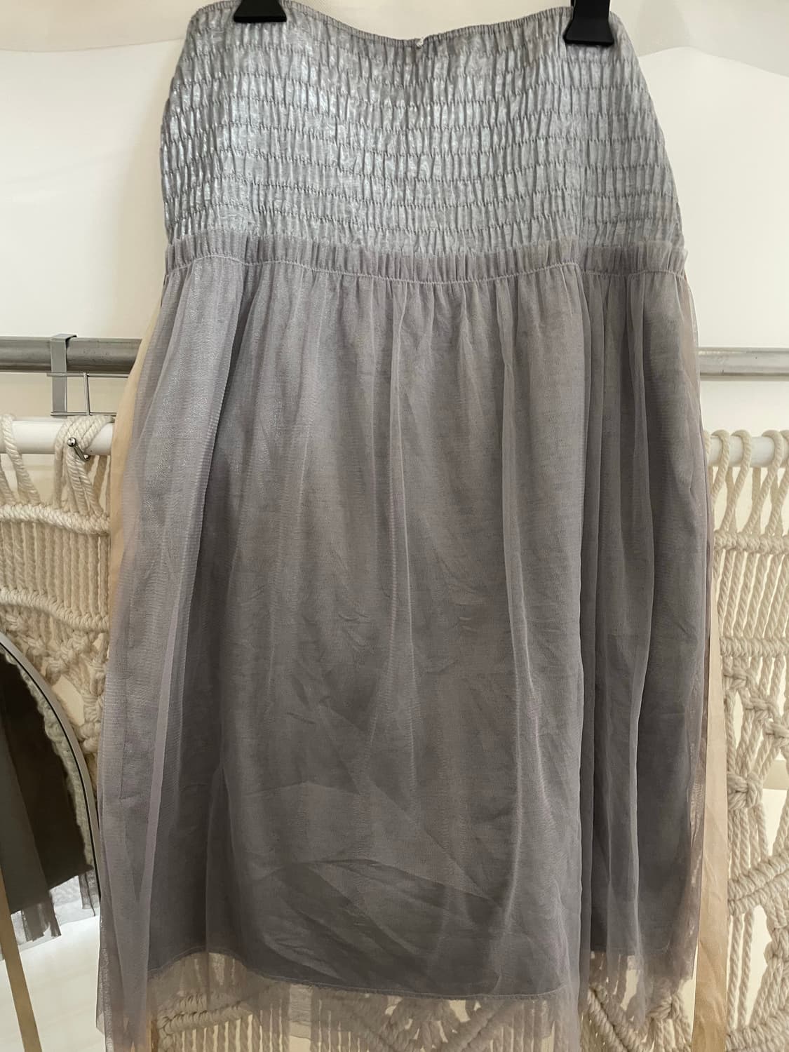 그레이 스모크 셔링 쉬폰 스커트 상품이미지2