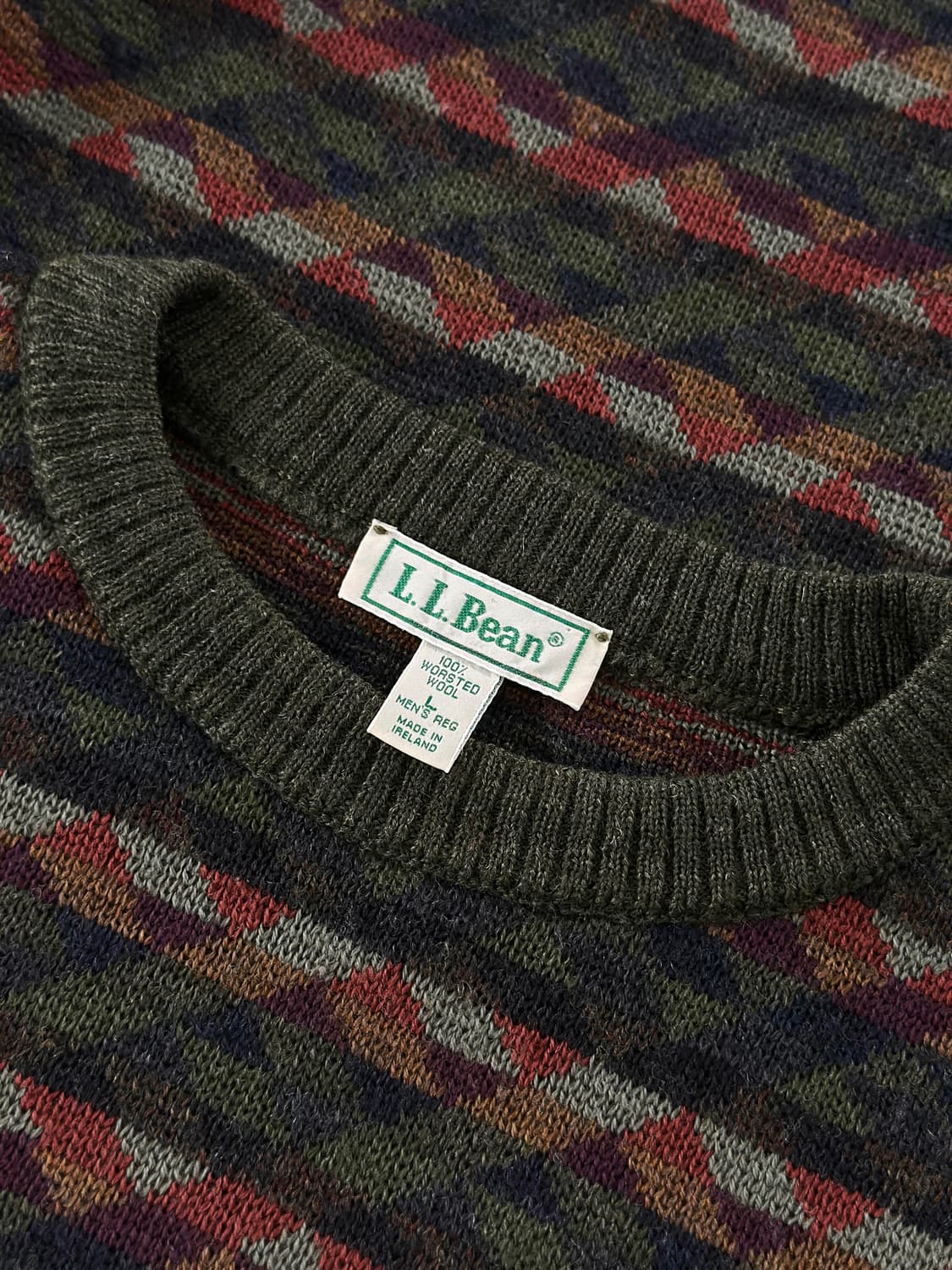 80~90s 빈티지 엘엘빈 지오메트릭 울 스웨터 상품이미지4