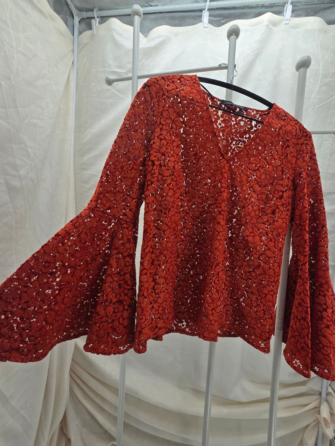 자라 오렌지 레이스 블라우스 상품이미지8