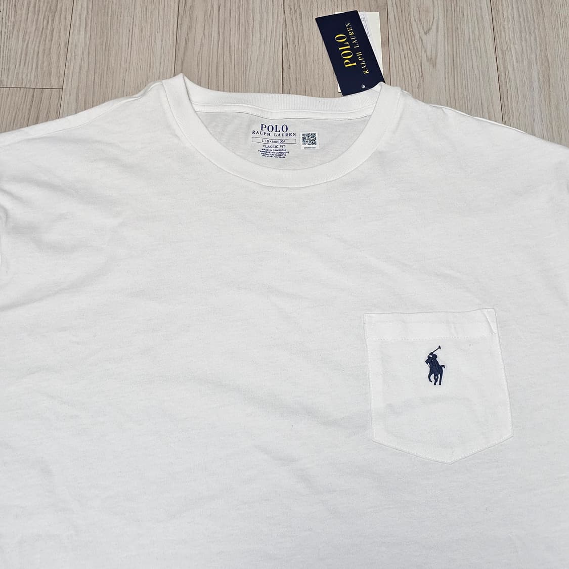 국내판 새제품L(정가9.5만) 폴로 크루넥 포켓티 반팔 티셔츠 화이트 상품이미지4