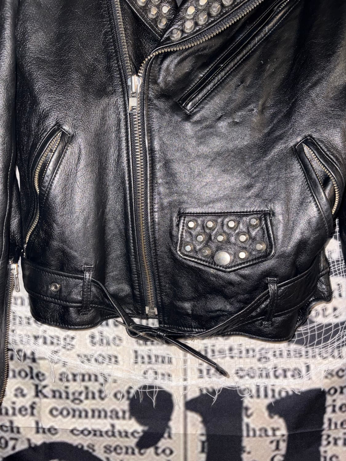 Punk black leater jk 상품이미지8