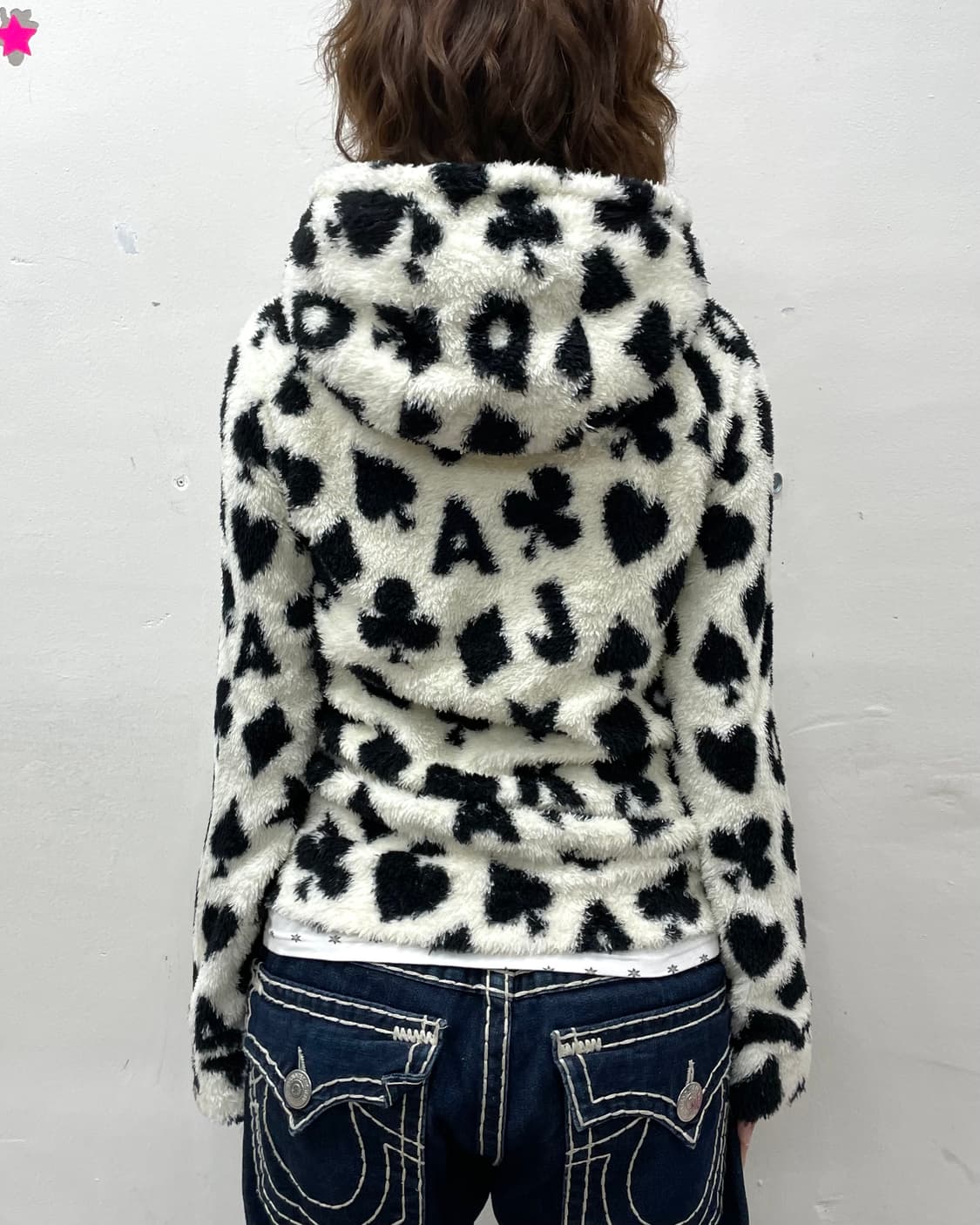 Black and white poker fleece 상품이미지3