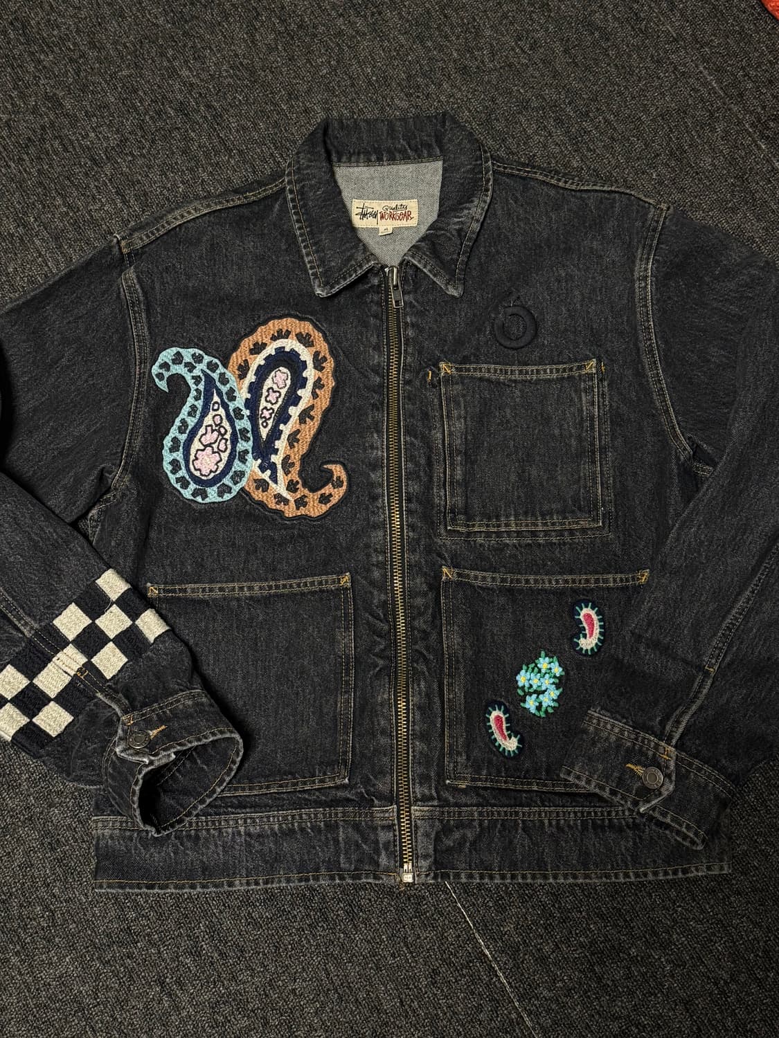 [M] 스투시 x 노마 t.d. 데님 집 워크 자켓 워시드 블랙 상품이미지1