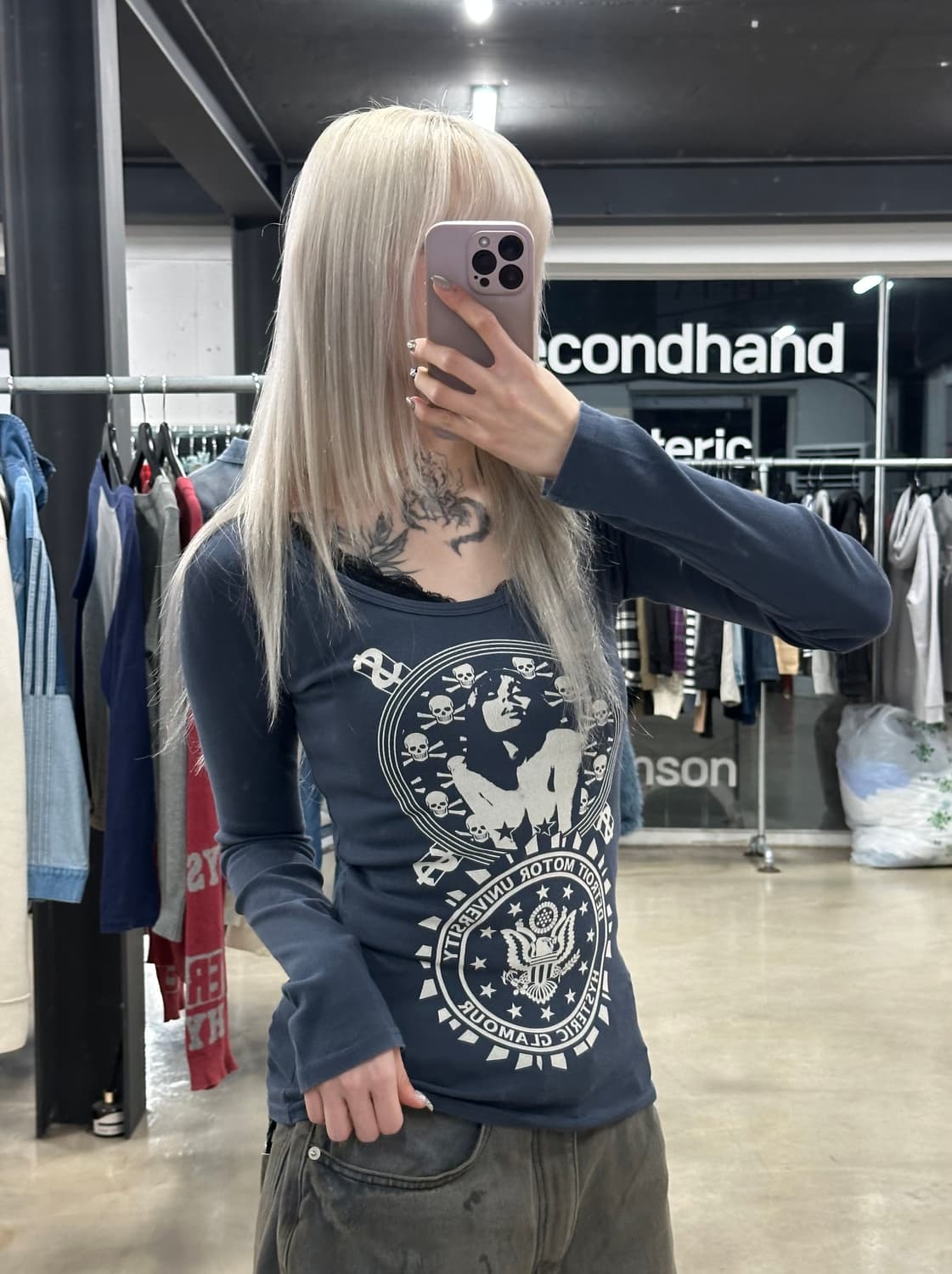 히스테릭 글래머 스컬 프린팅 롱슬리브 상품이미지1