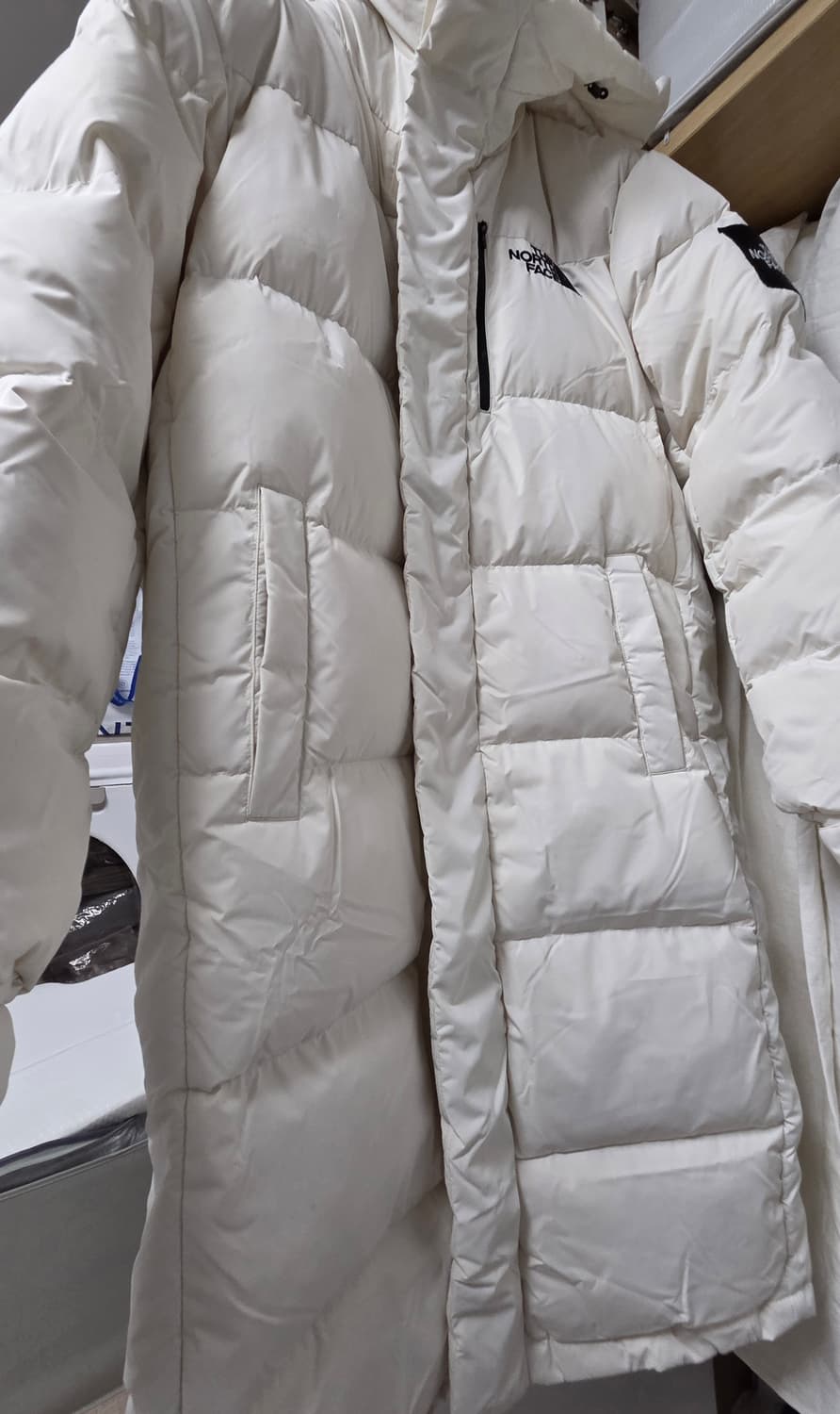 노스페이스 구스다운 아이보리 롱 패딩 95 상품이미지6