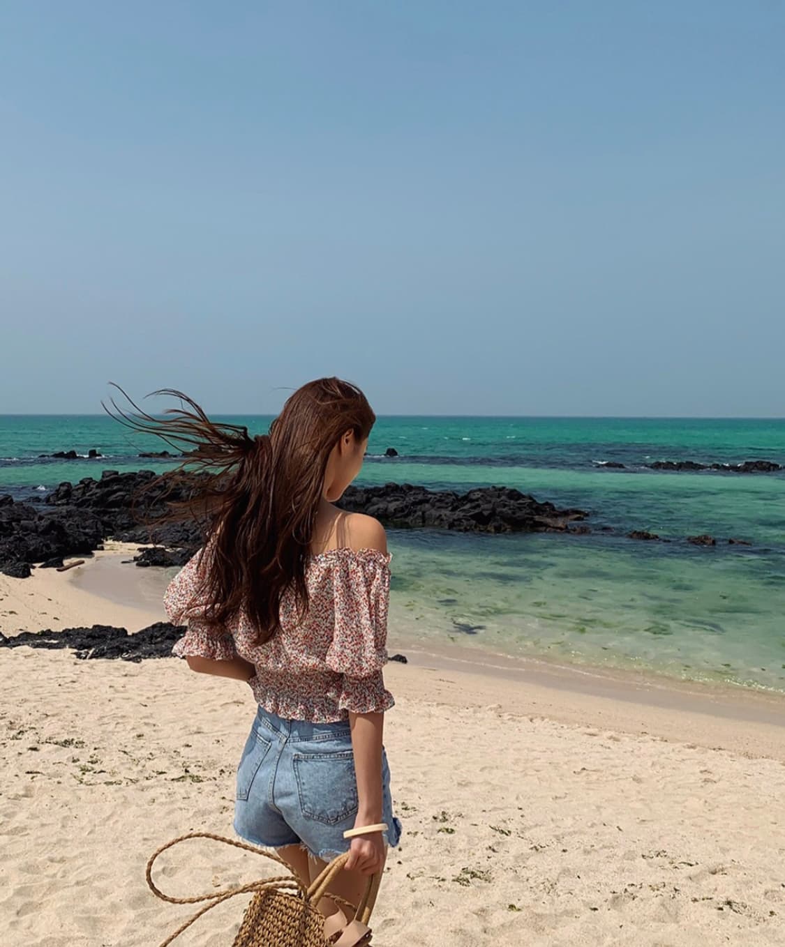 플라워 오프숄더 블라우스 상품이미지2