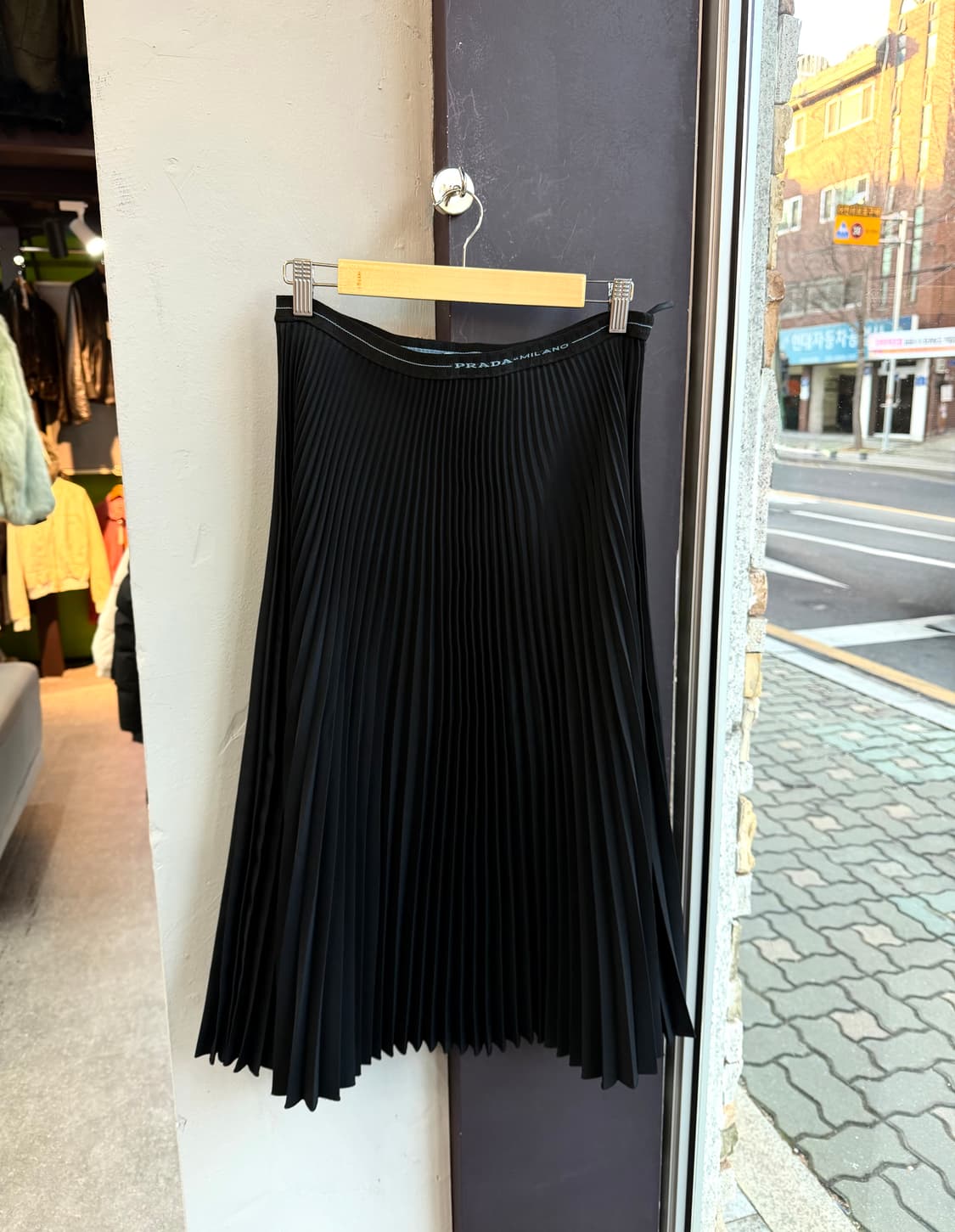 40S/ 프라다 로고밴딩 플리츠 스커트 상품이미지2