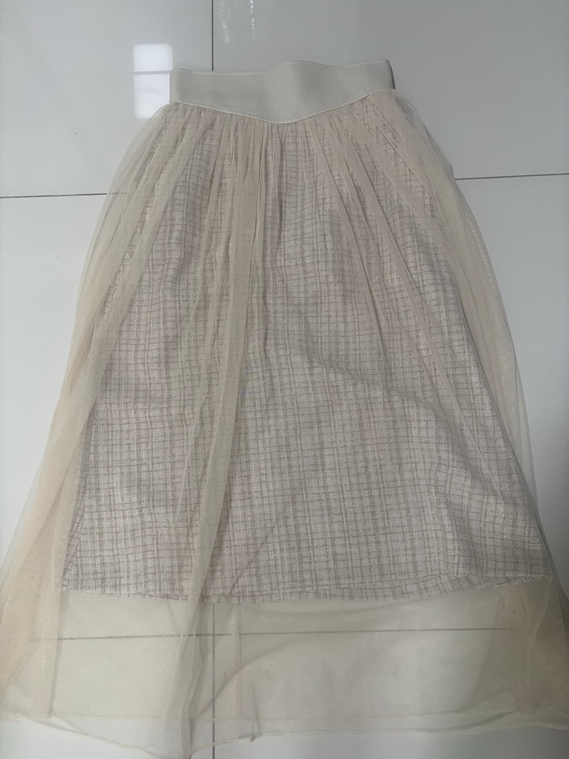 수입의류 가죽 하이웨스트 롱샤 트위드 스커트 (S) 상품이미지1