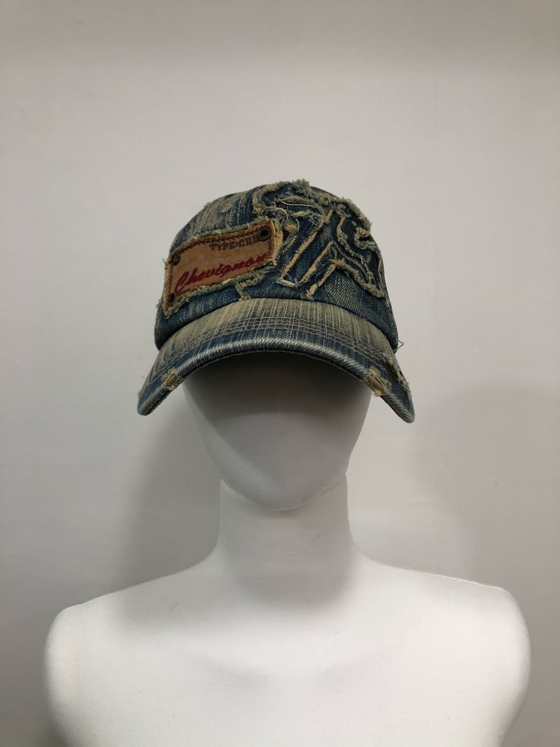 grunge denim cross patch ball cap 상품이미지3