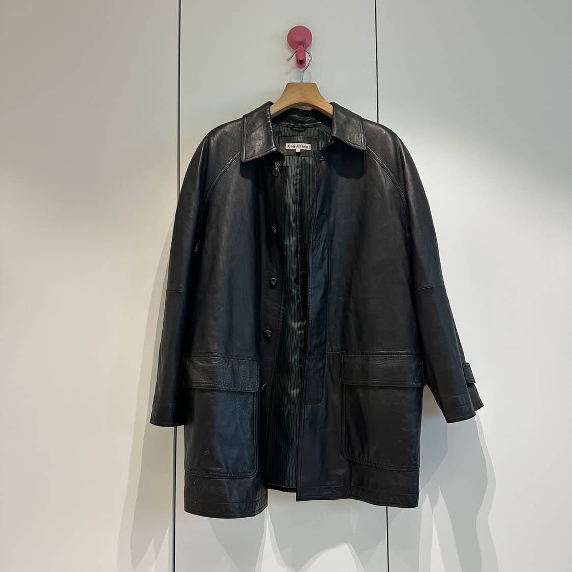 캘빈클라인 싱글카라 레더 코트 상품이미지3