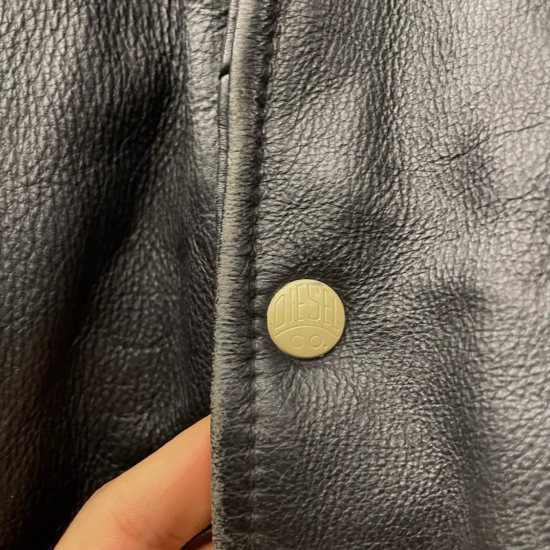 90s DIESEL 디젤 엠브로이드 리얼 레더 봄버 바시티 자켓 소가죽 상품이미지6