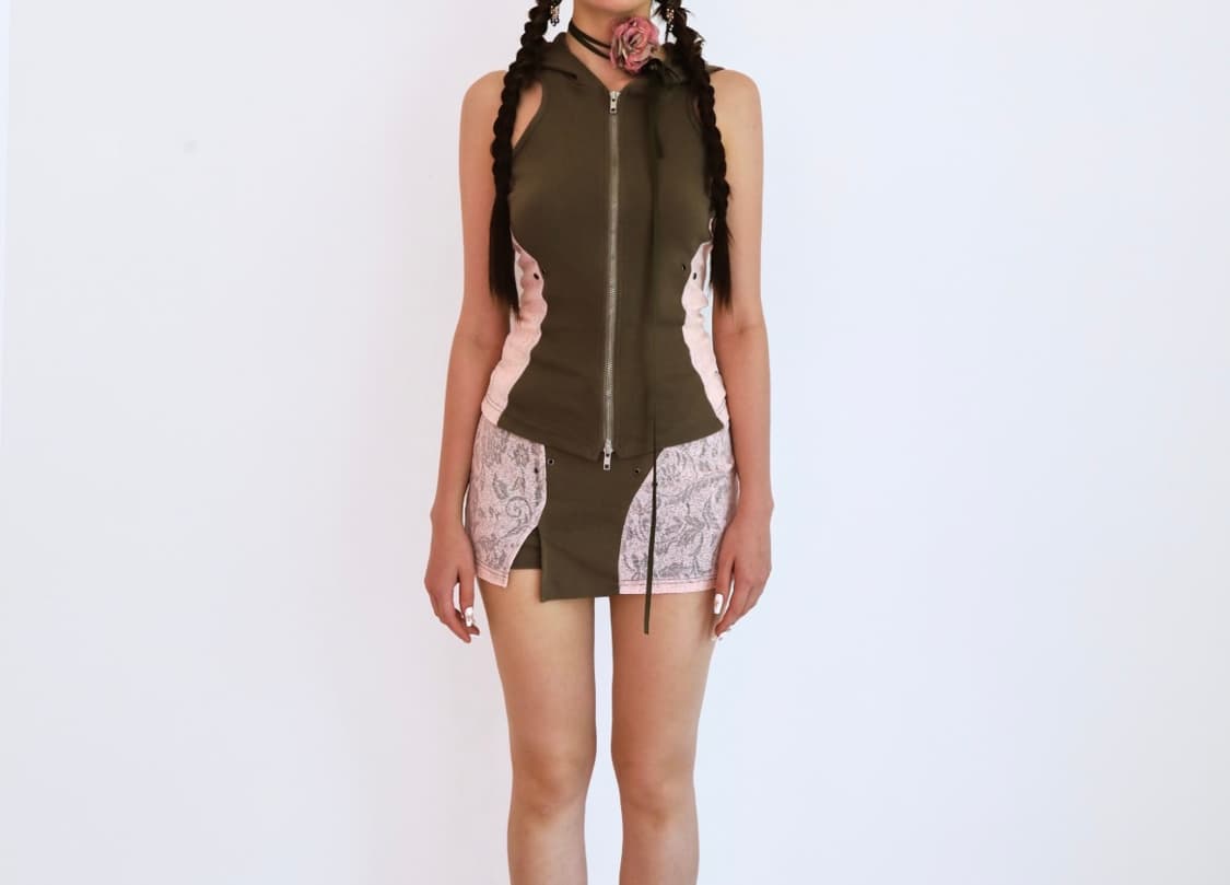 시오서울 컷아웃 미니스커트 카키CUT OUT MINI SKORT KAKI 상품이미지1